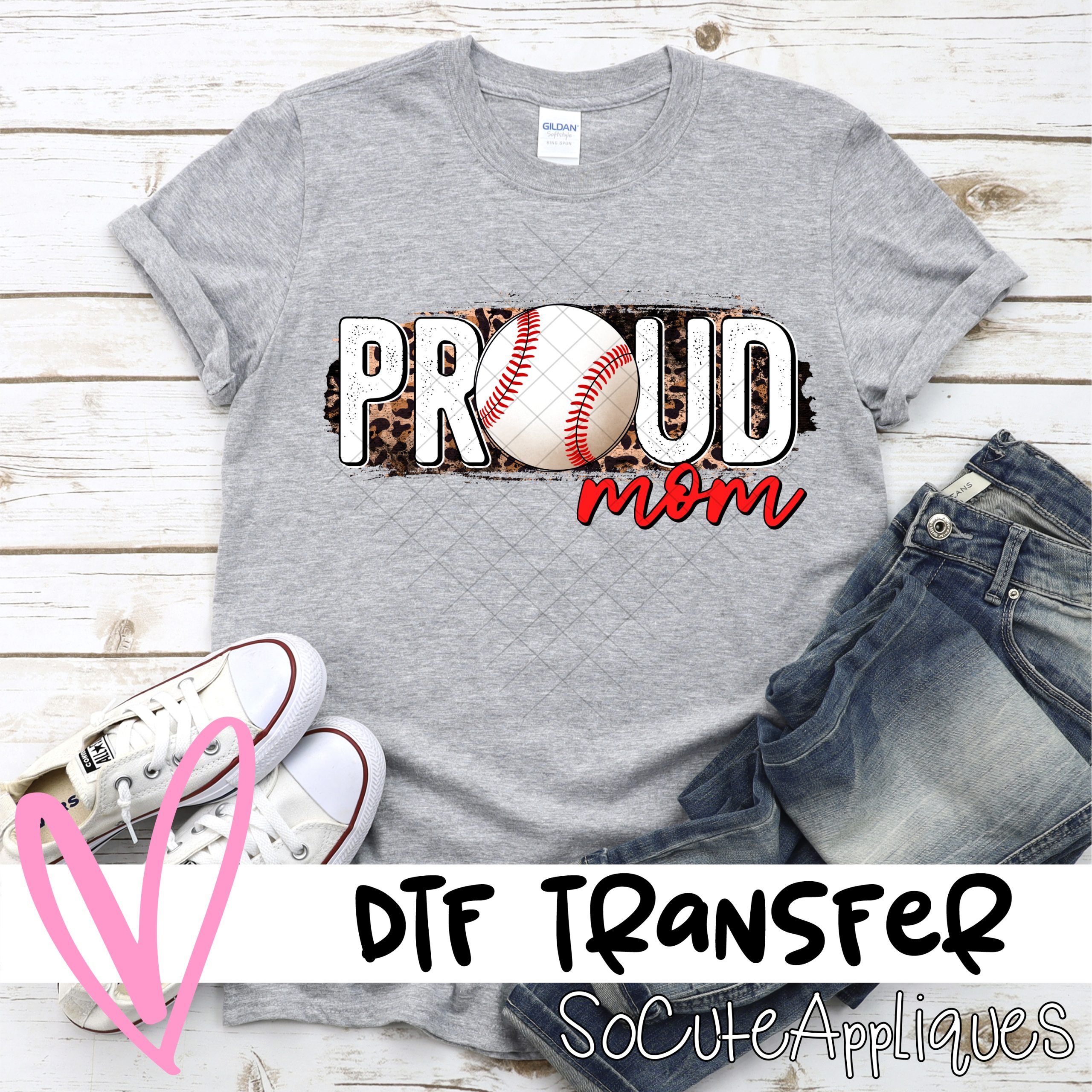Proud mom BASEBALL LEOPARD *DTF* Transfer
