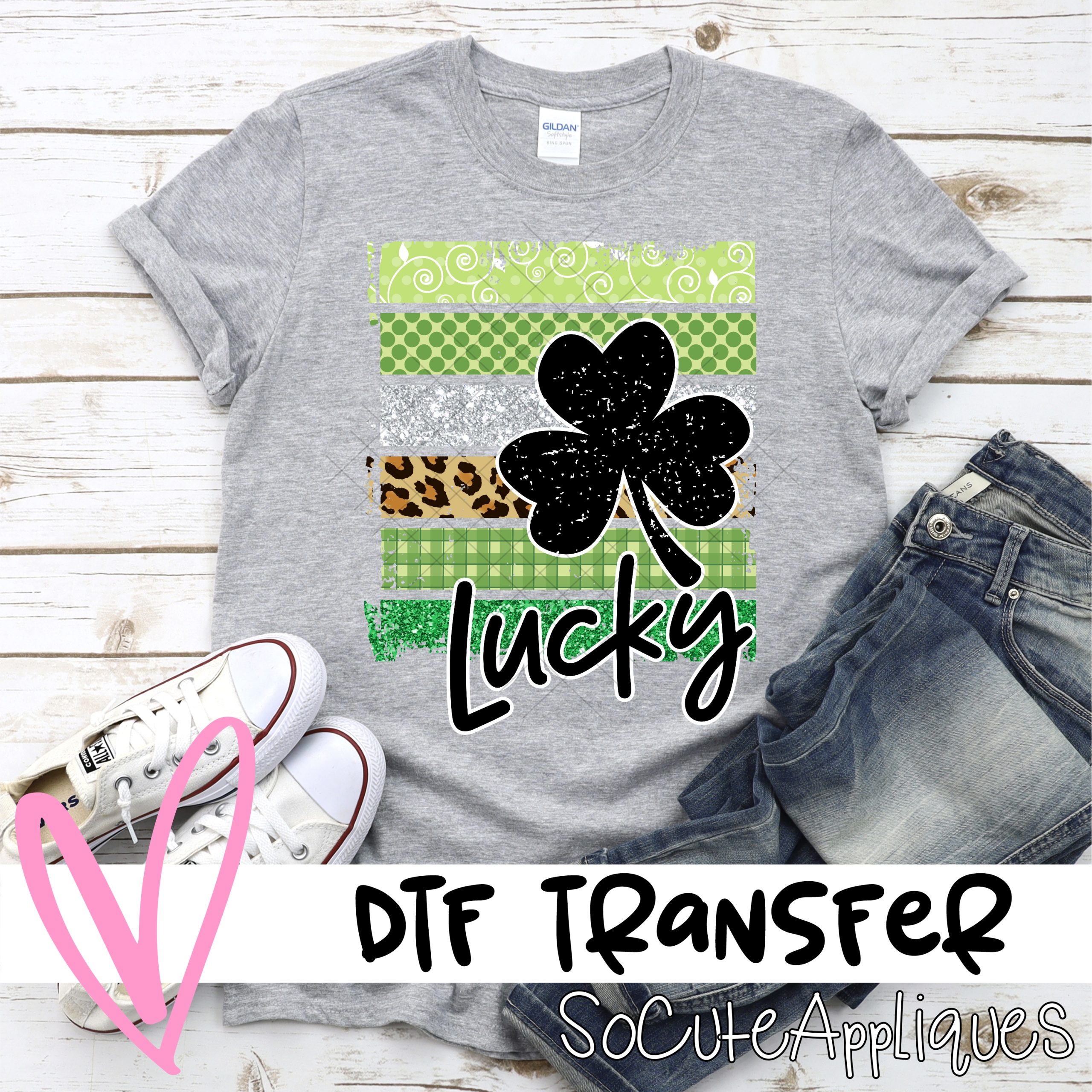 Lucky clover on stripes  *DTF* Transfer