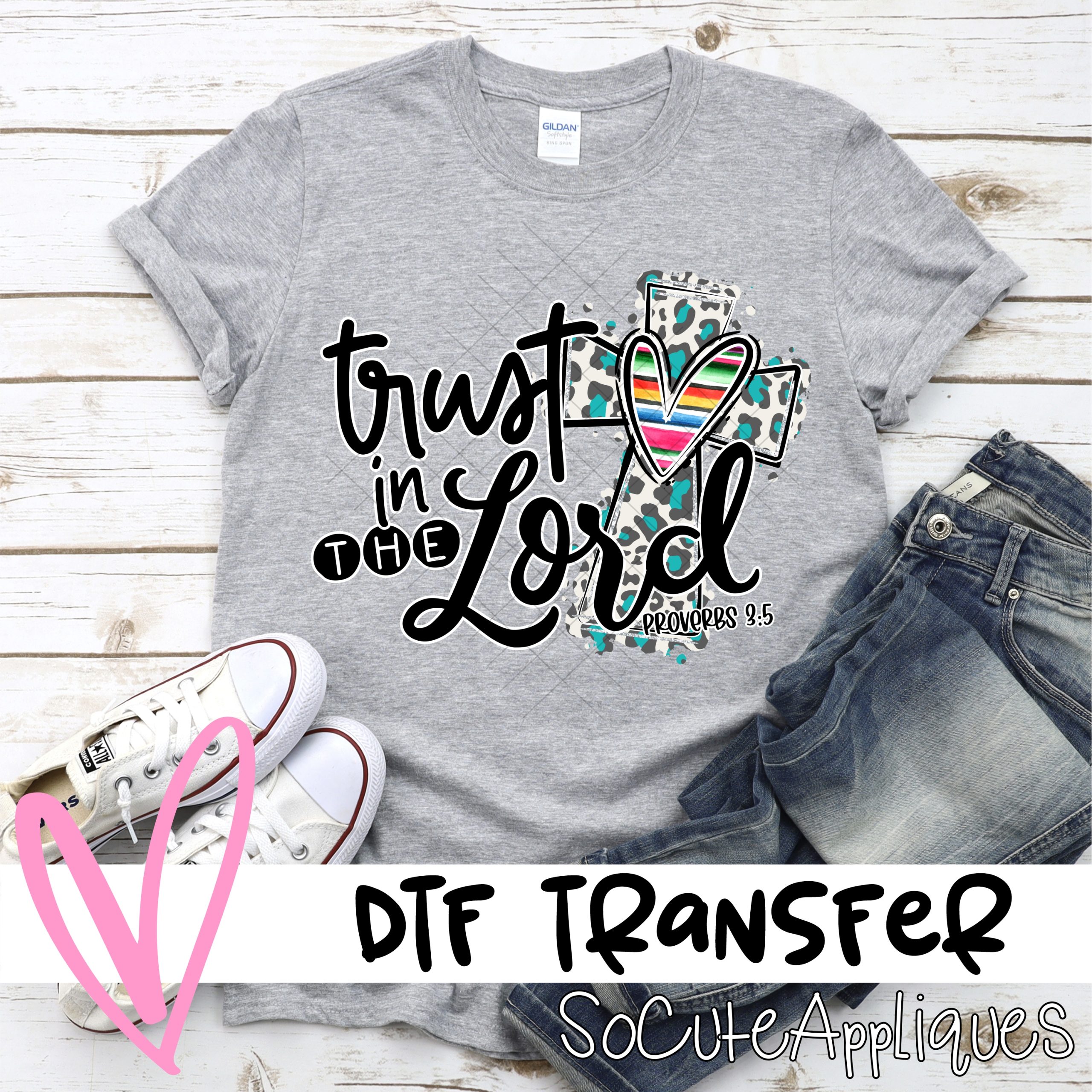 Trust in the lord BLUE leopard HORIZONTAL  *DTF* Transfer