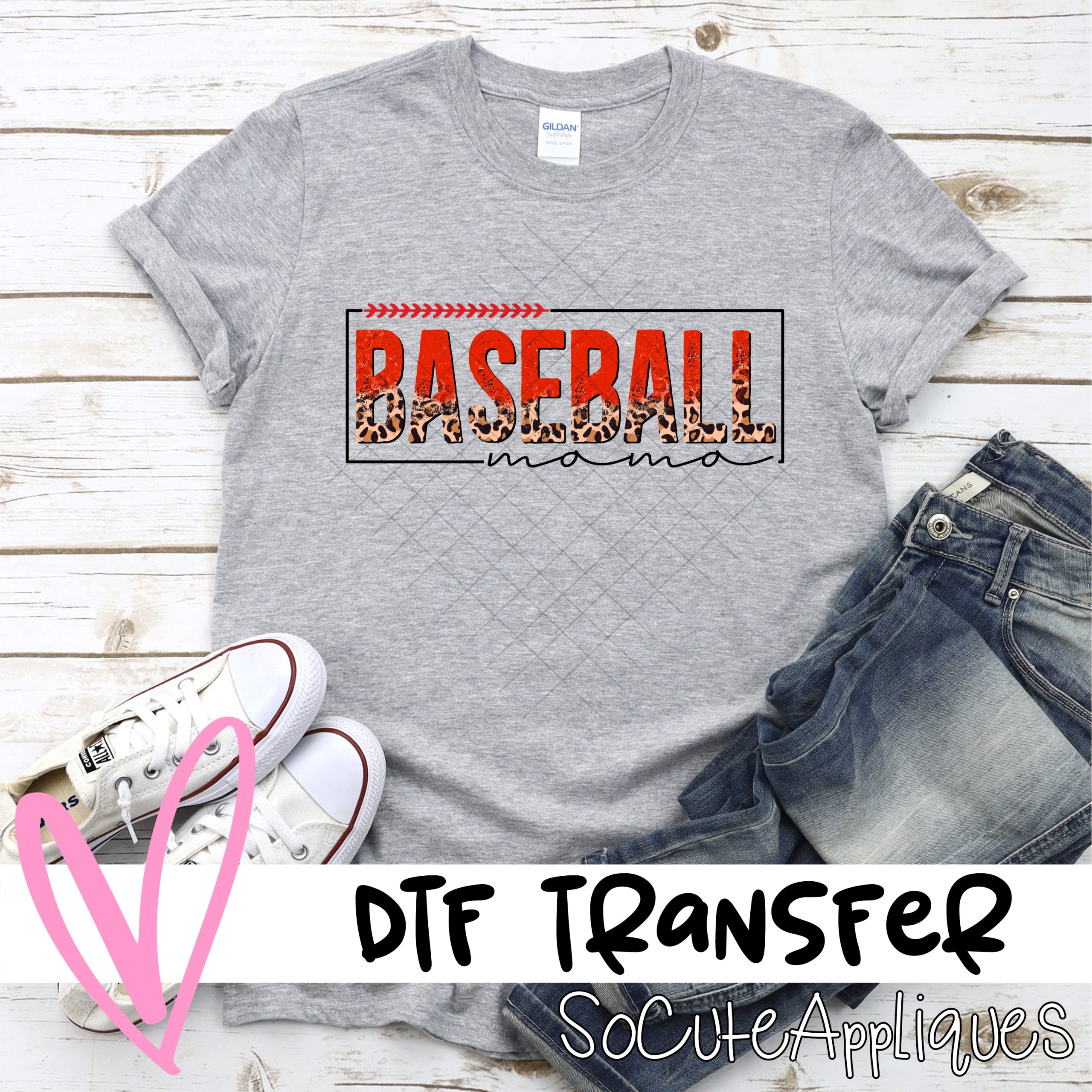 Baseball mama red leopard  *DTF* Transfer