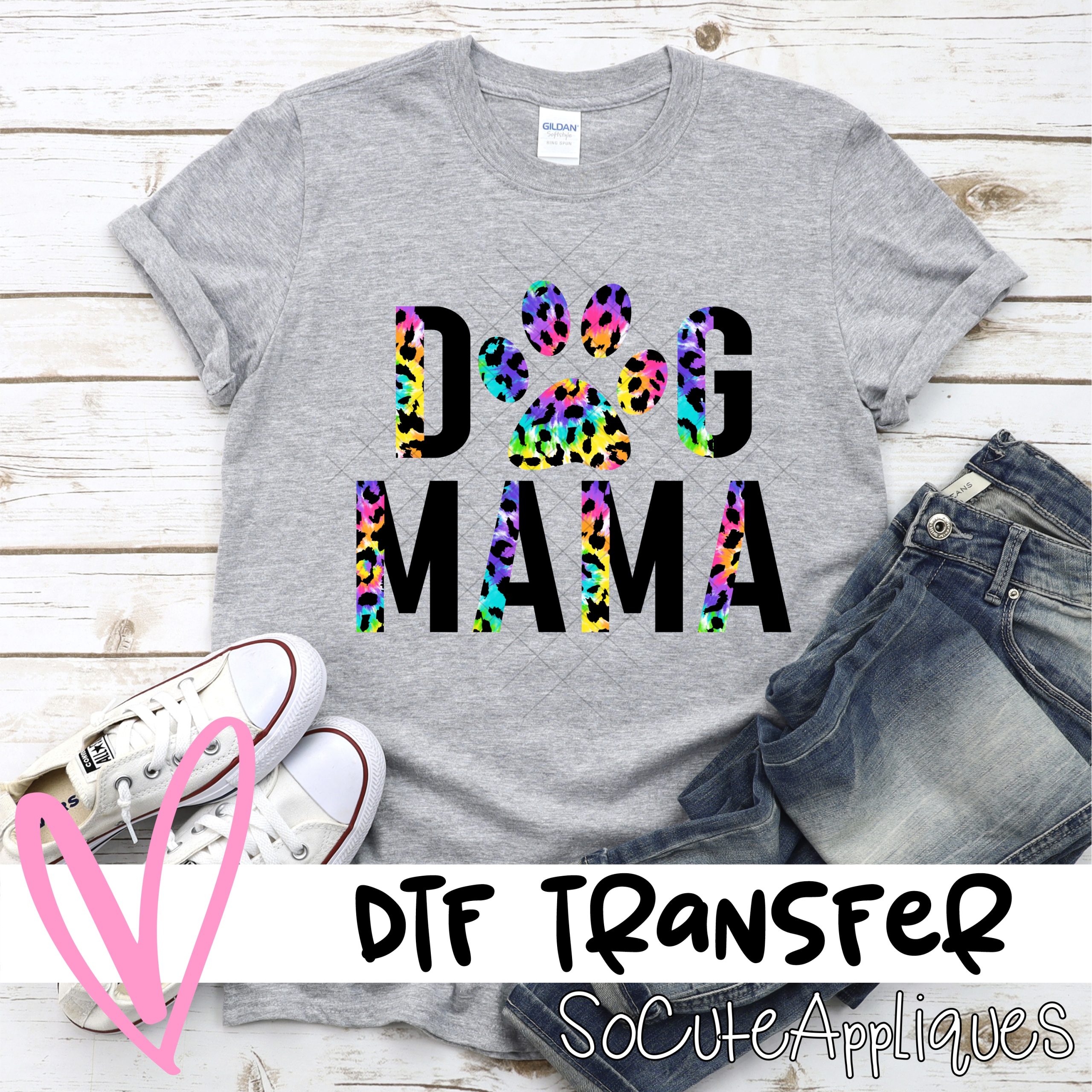 Dog mama half leopard tie dye *DTF* Transfer