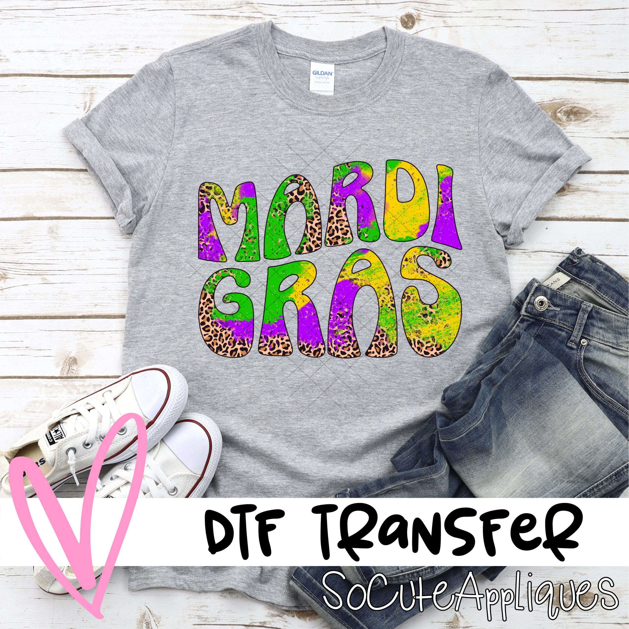 Mardi gras groovy wave grunge *DTF* Transfer