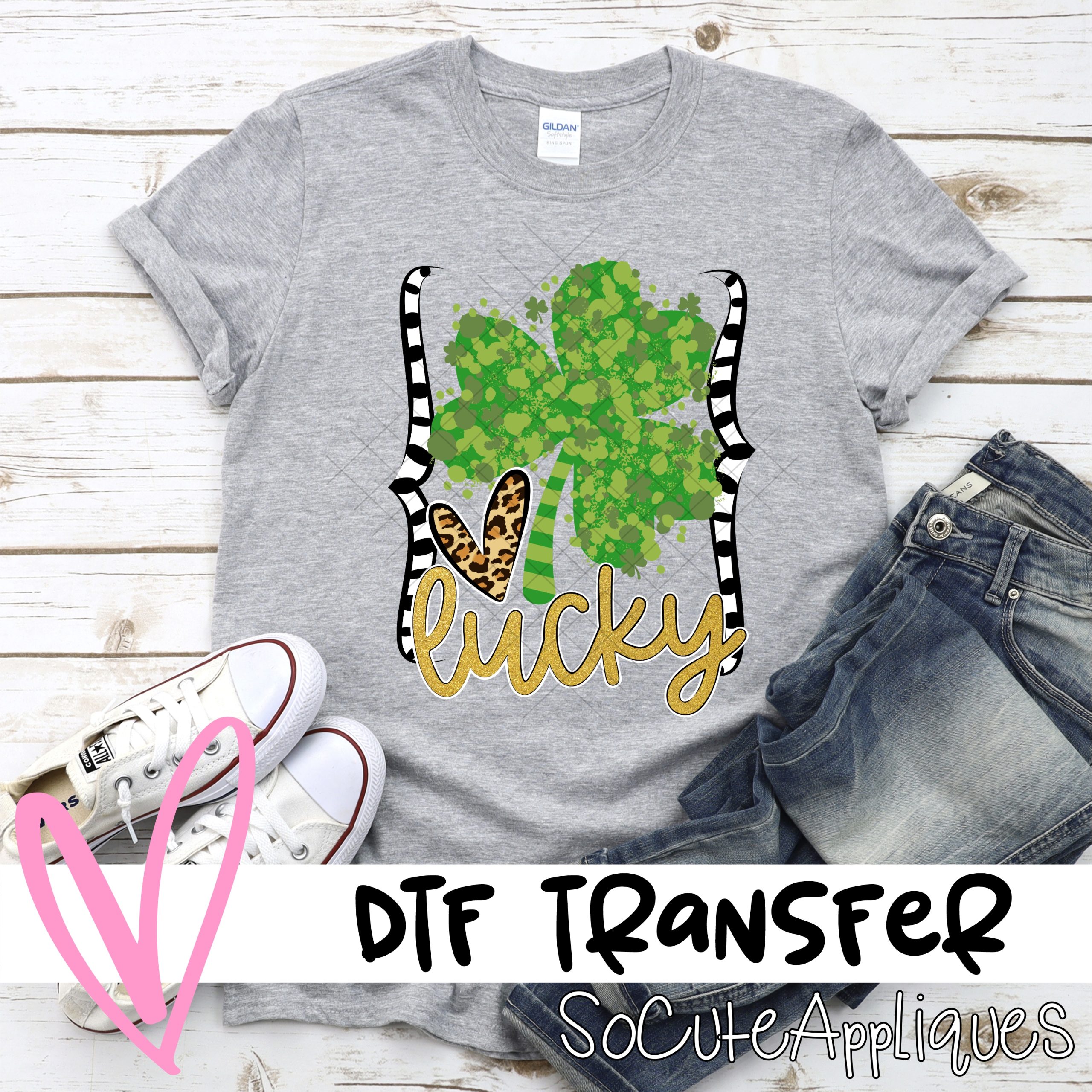 lucky messy clover in quotes  *DTF* Transfer