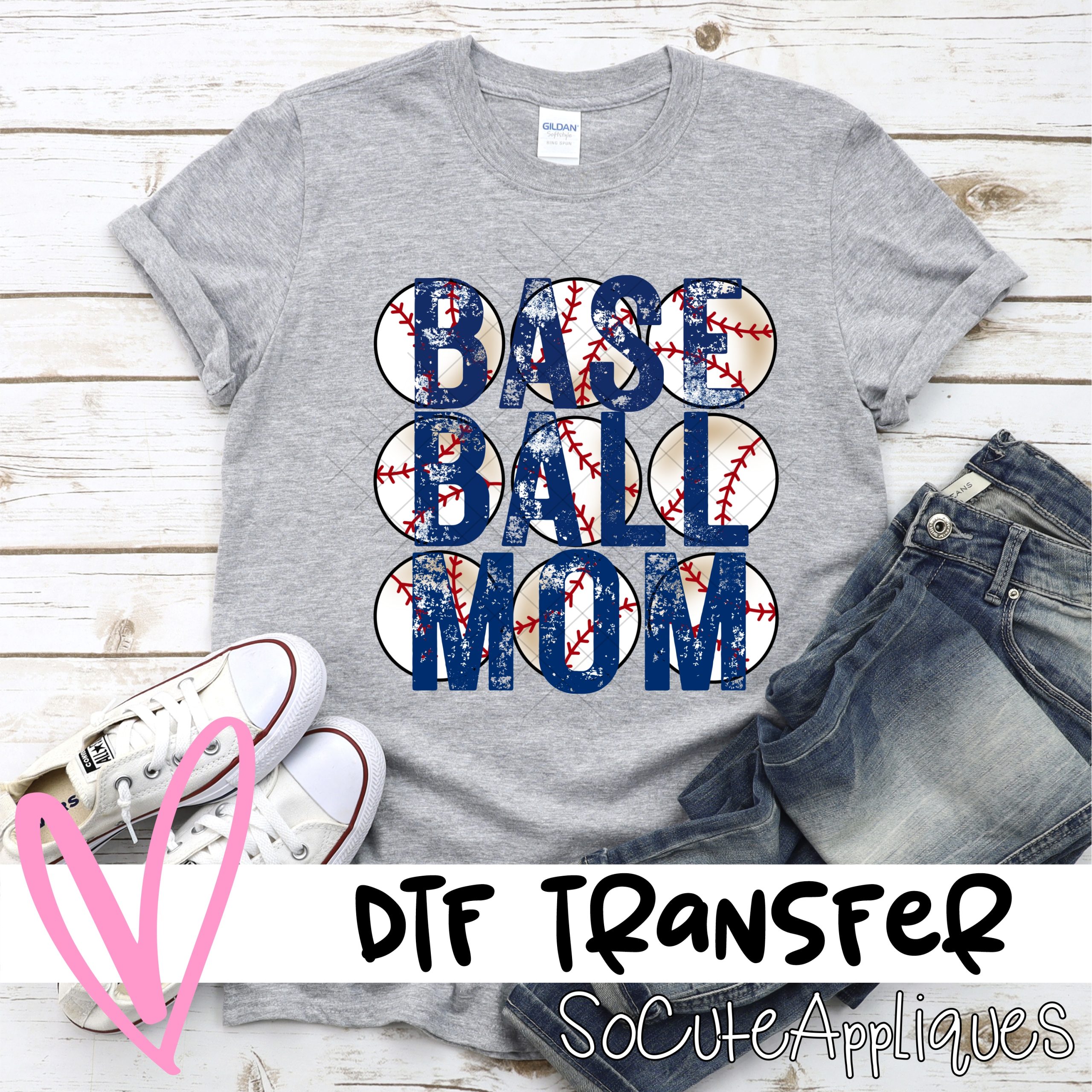 Baseball mom on baseballs *DTF* Transfer