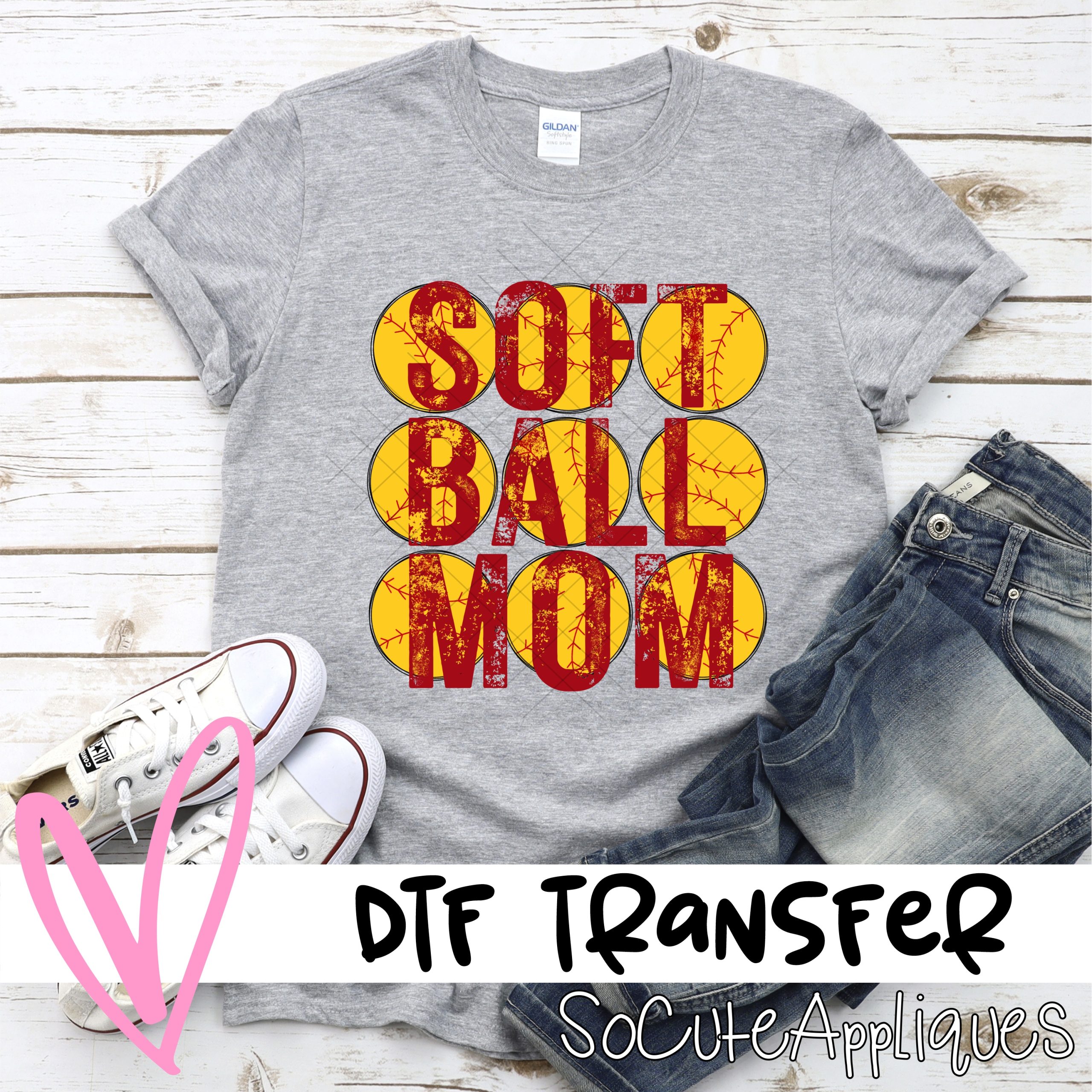 Softball mom on softballs *DTF* Transfer