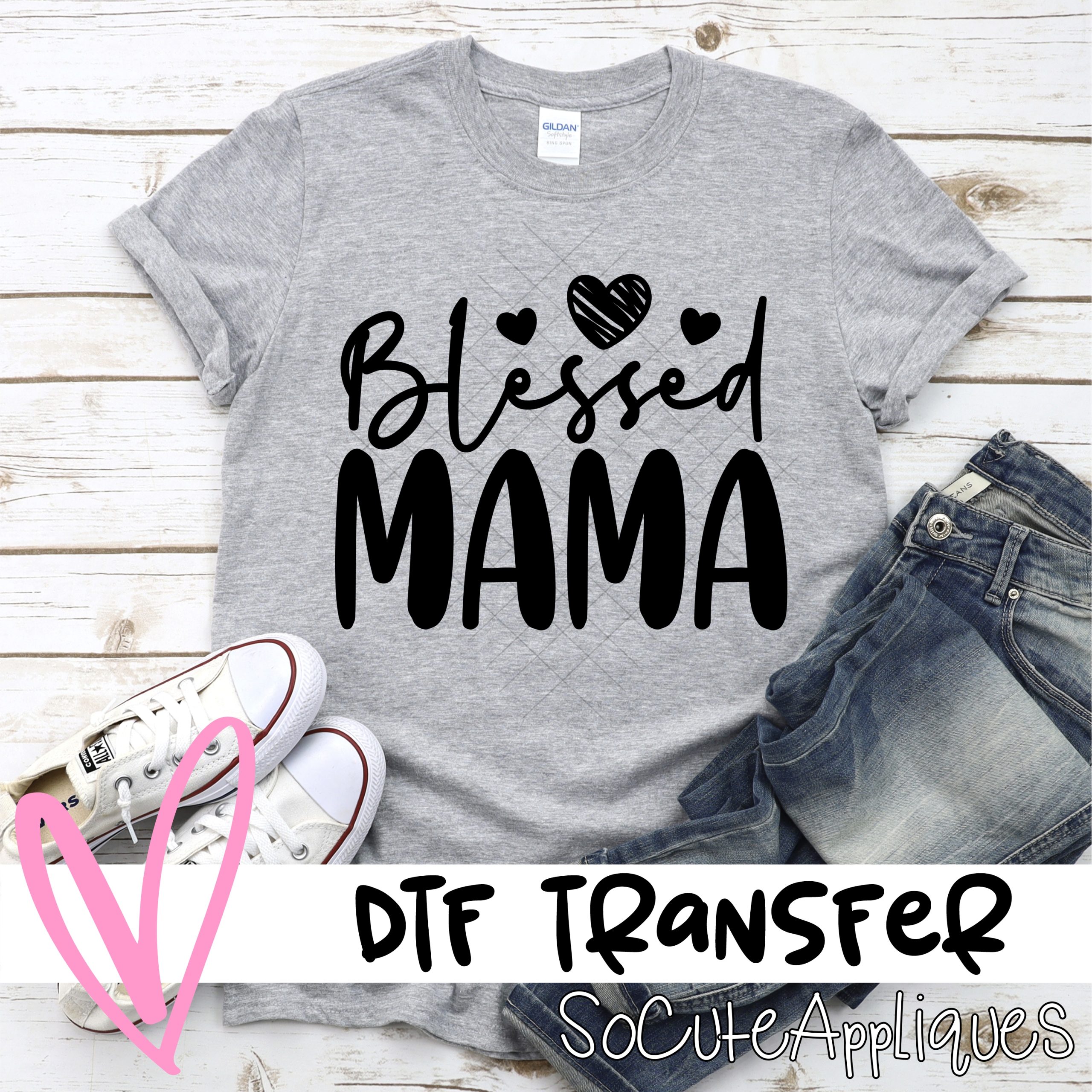 Blessed mama HEARTS *DTF* Transfer
