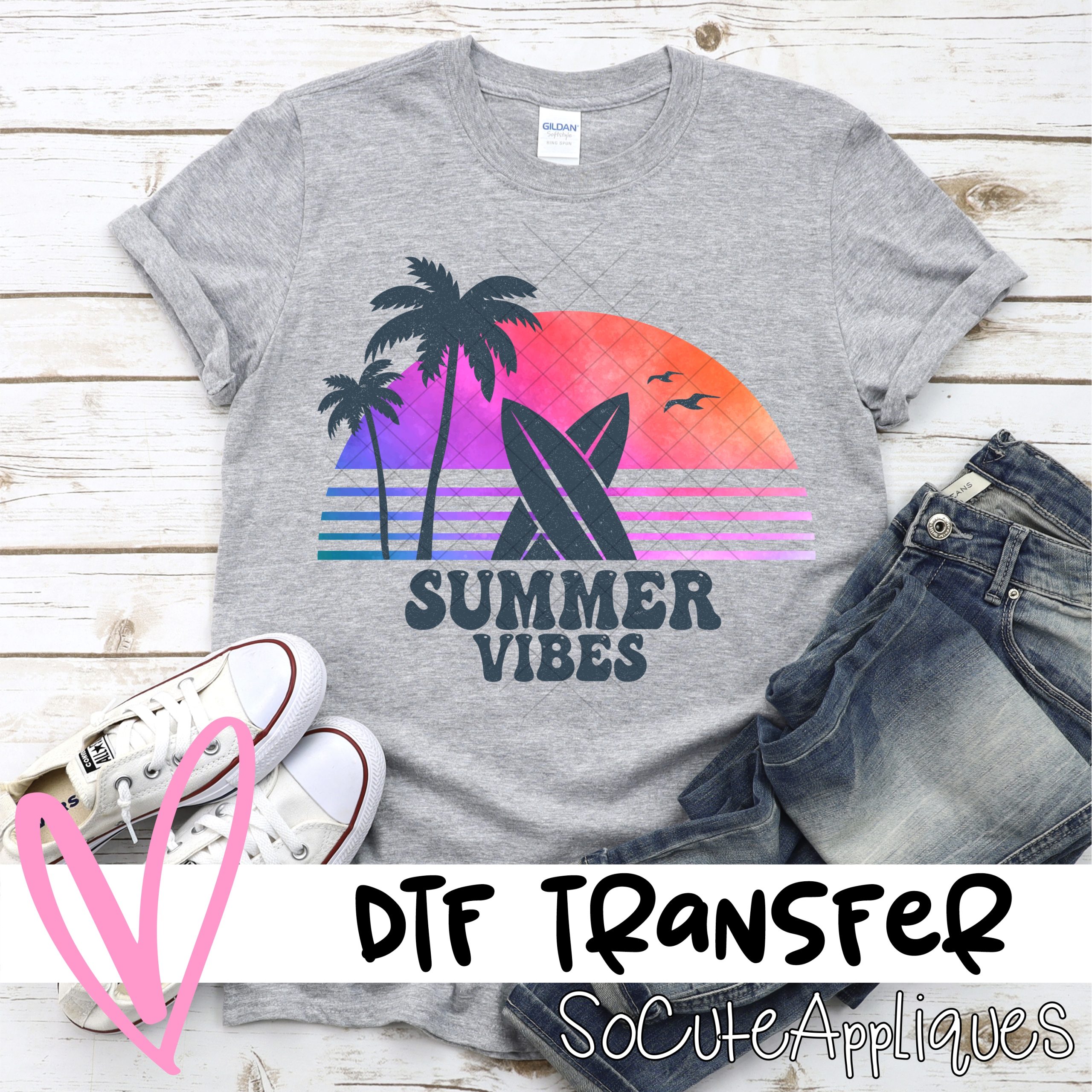 Summer Vibes purple pink  *DTF* Transfer