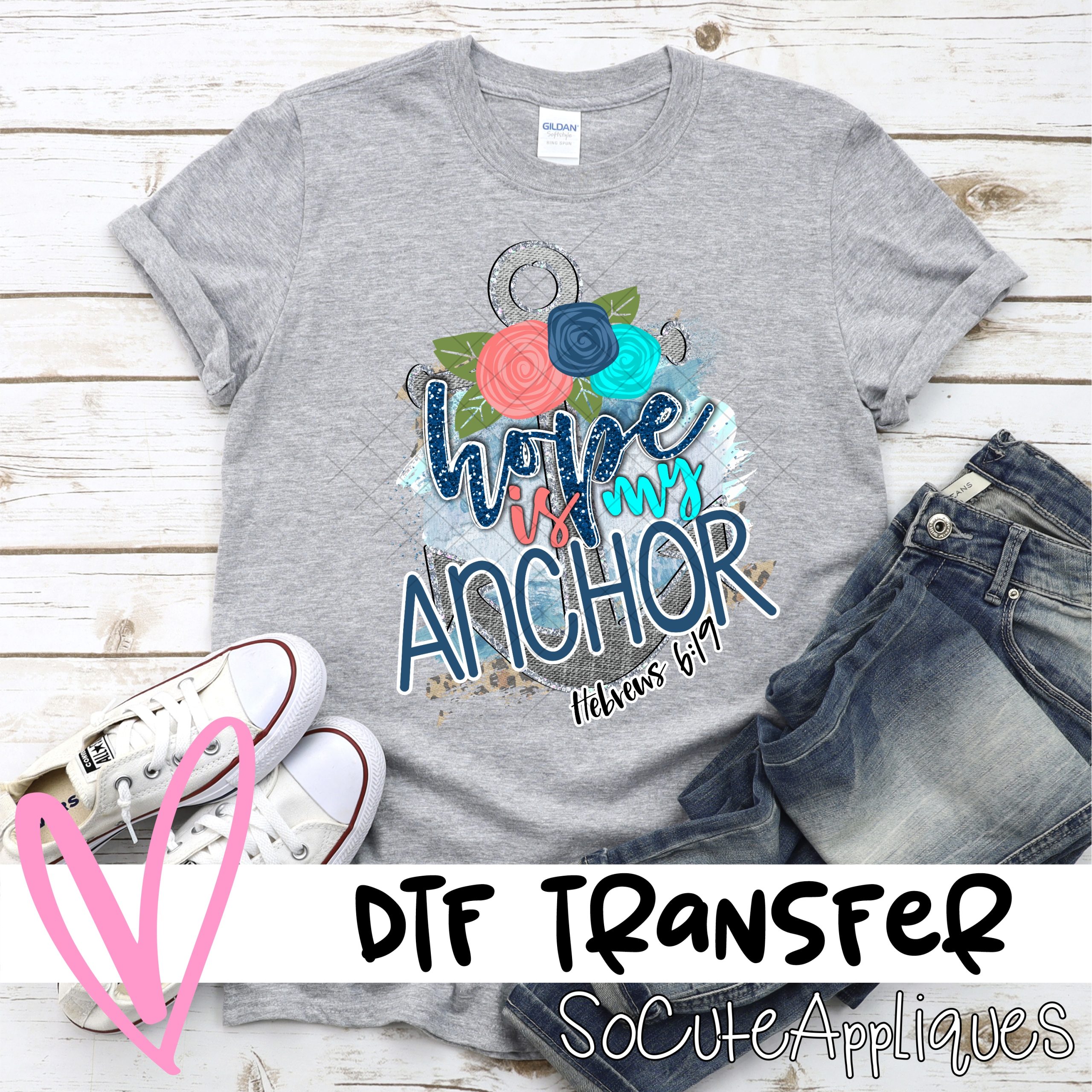 Hope is my anchor on blue  *DTF* Transfer