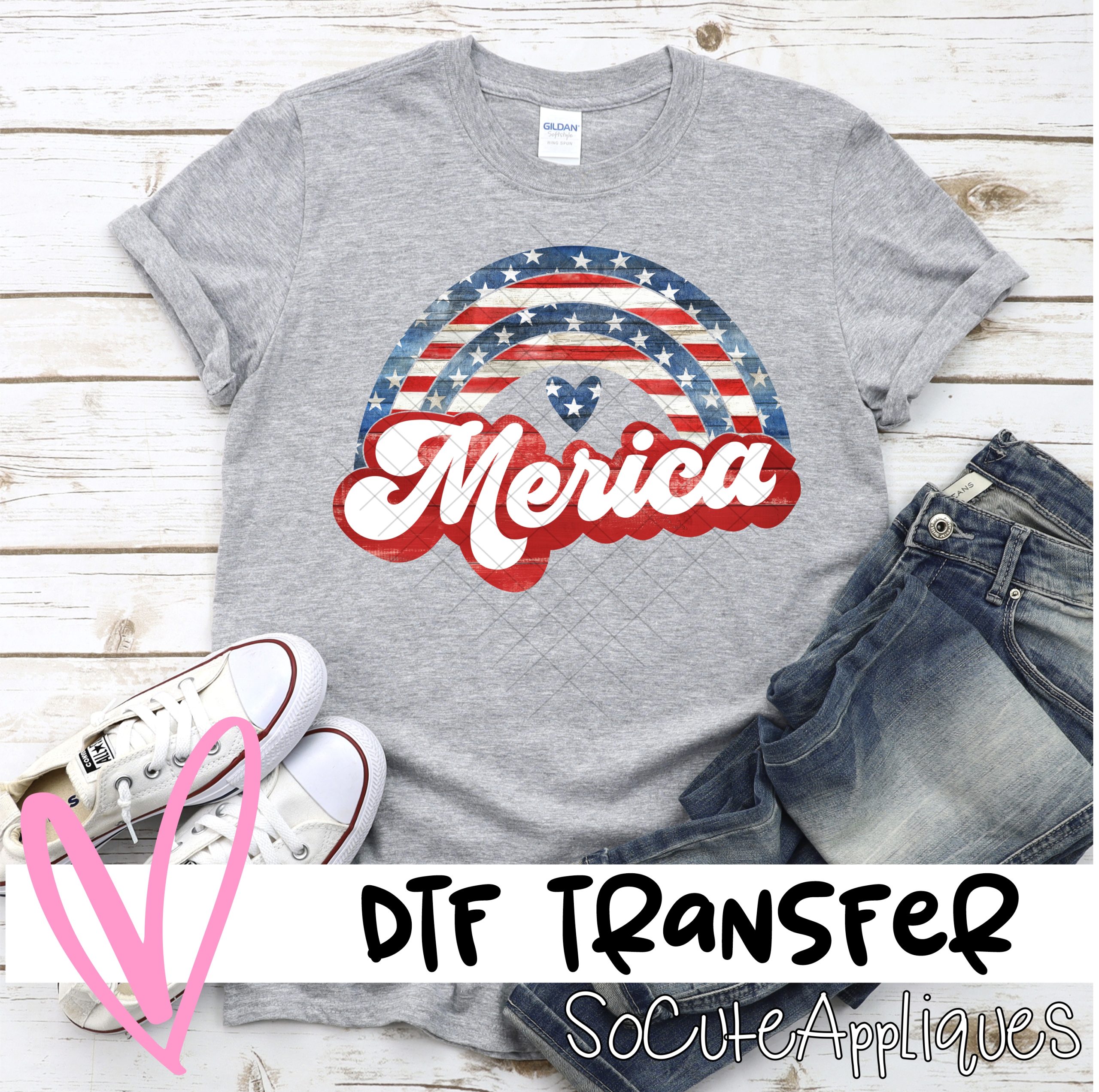 Merica retro rainbow *DTF* Transfer