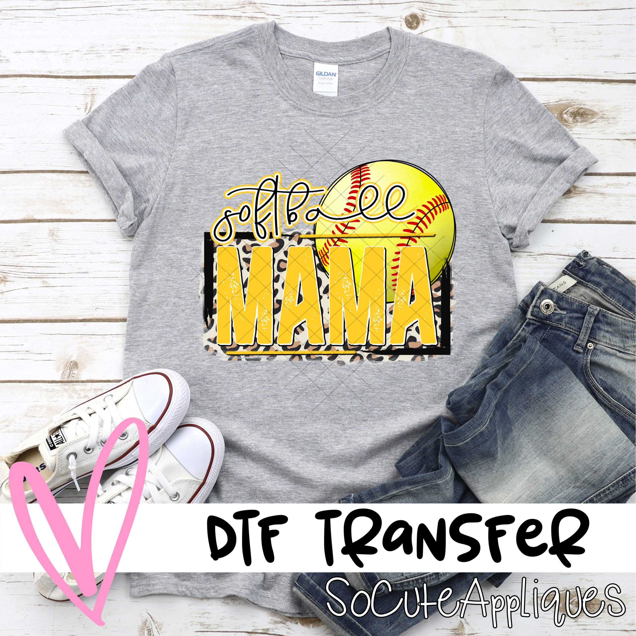 Softball mama YELLOW *DTF* Transfer
