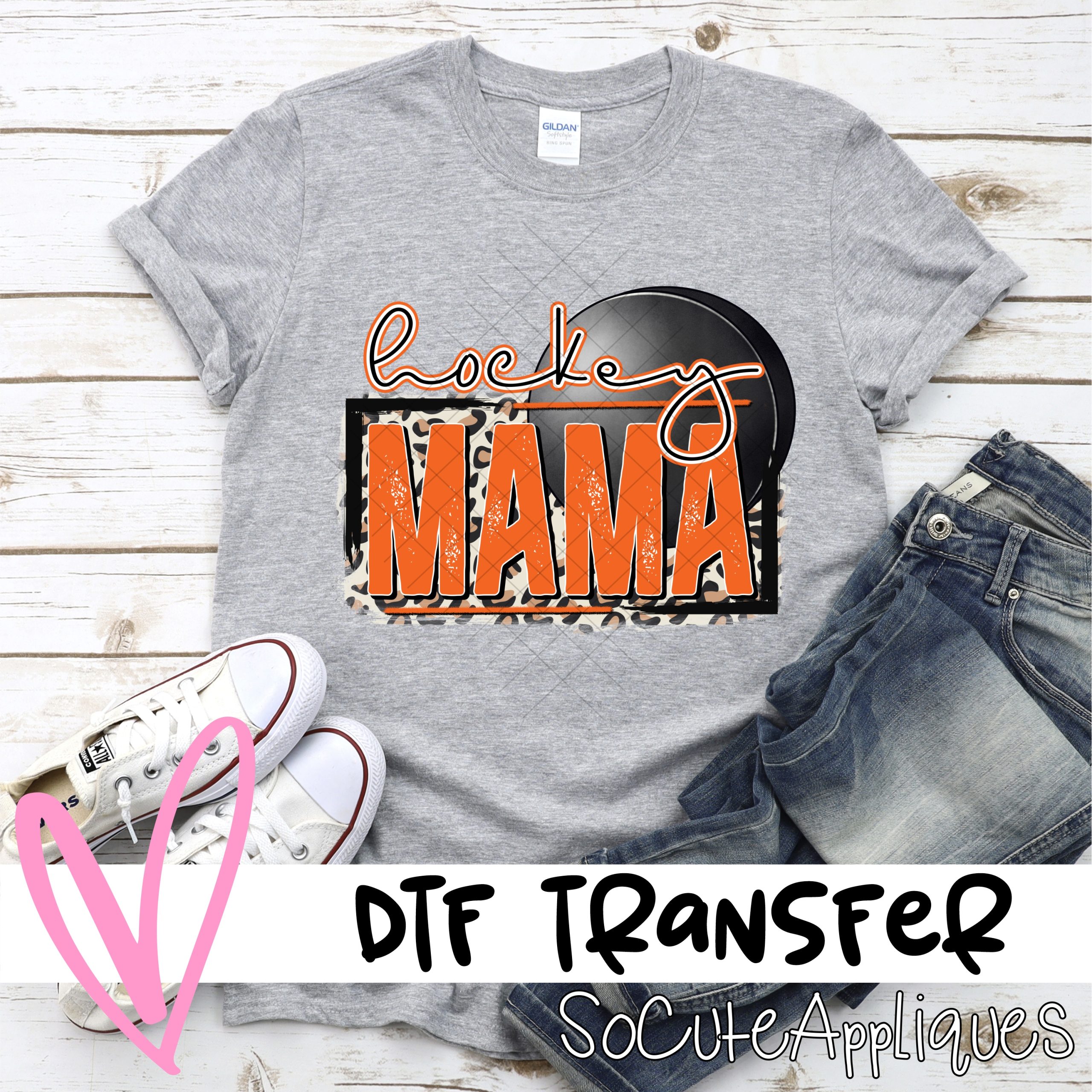 Hockey mama ORANGE *DTF* Transfer