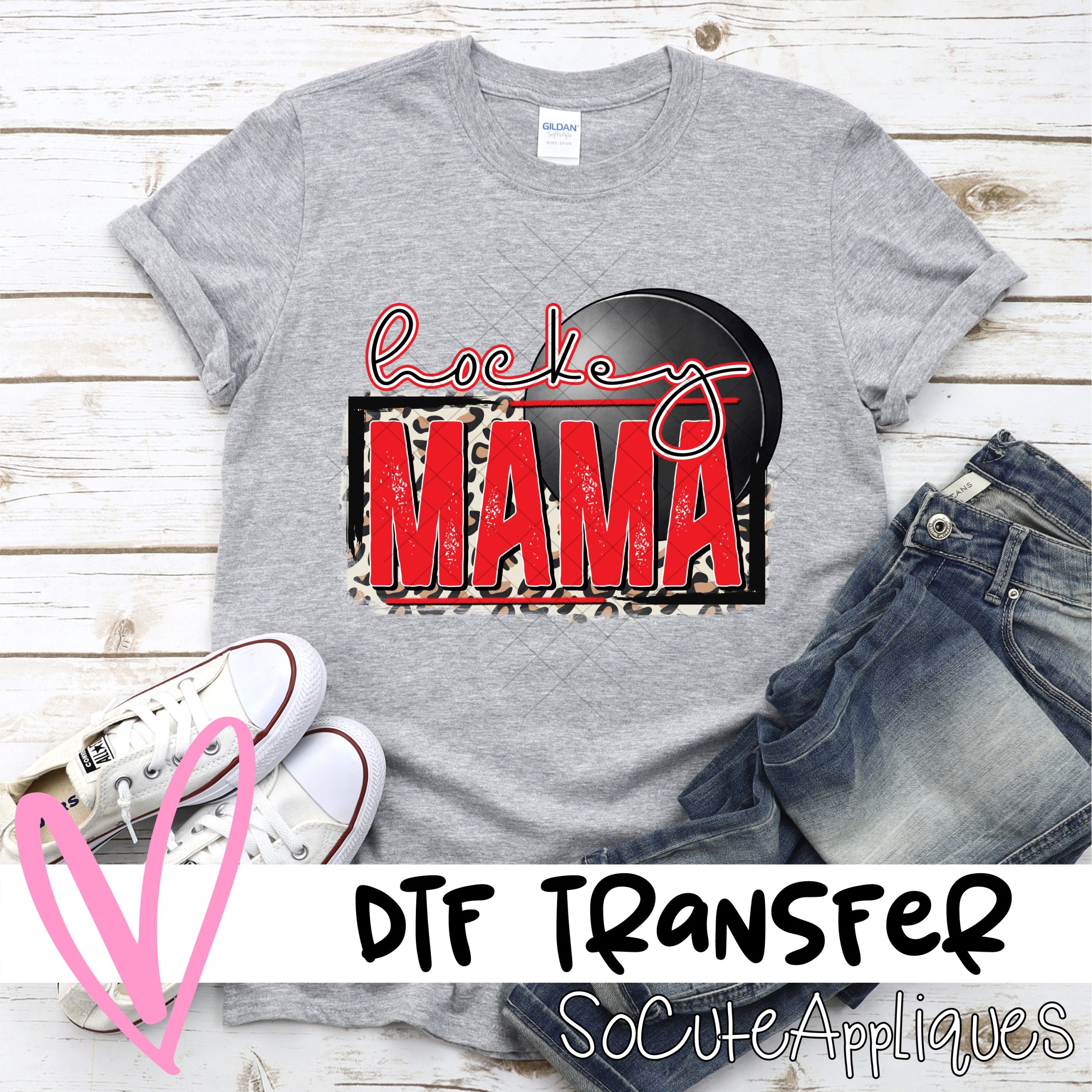 Hockey mama RED *DTF* Transfer