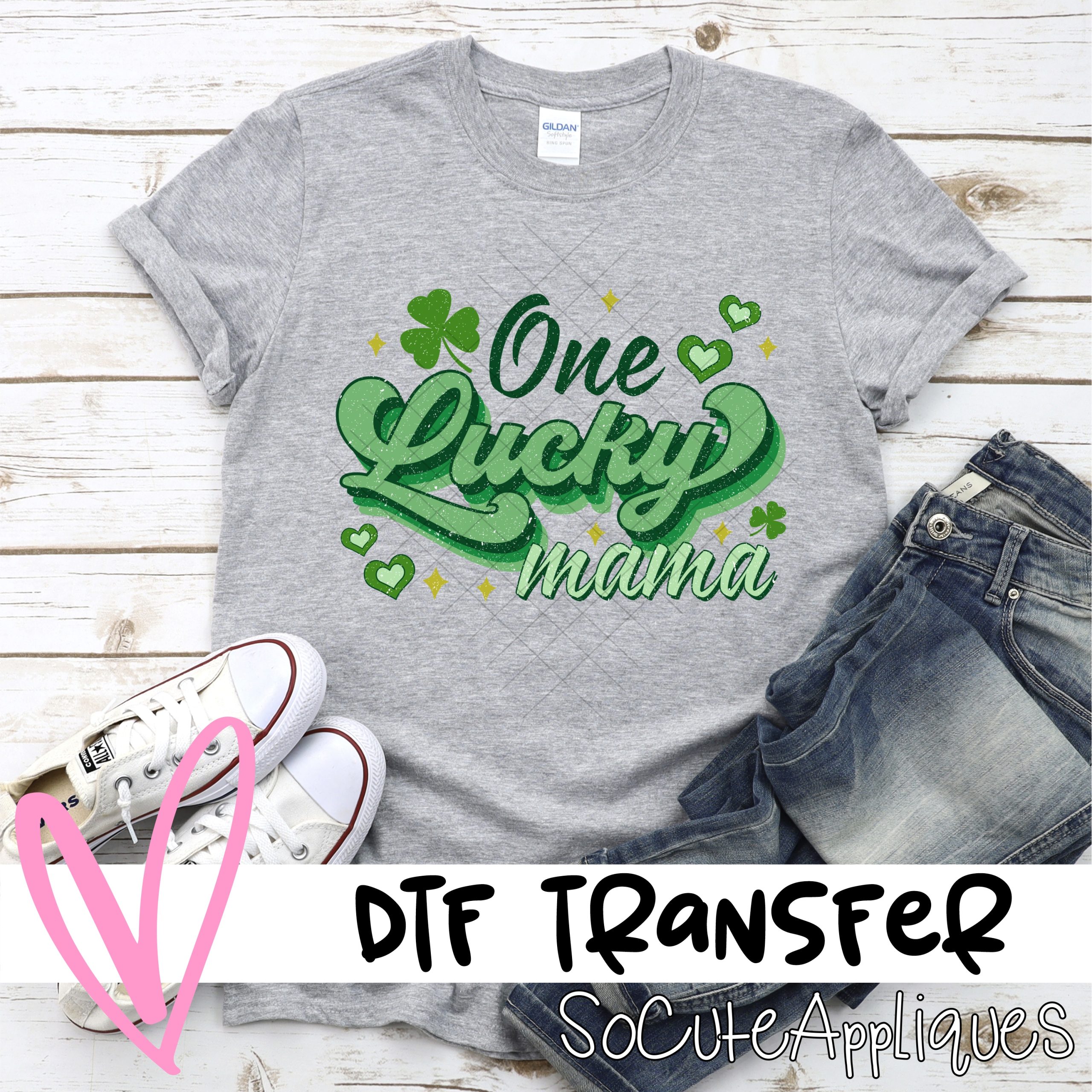 One lucky mama GREEN *DTF* Transfer