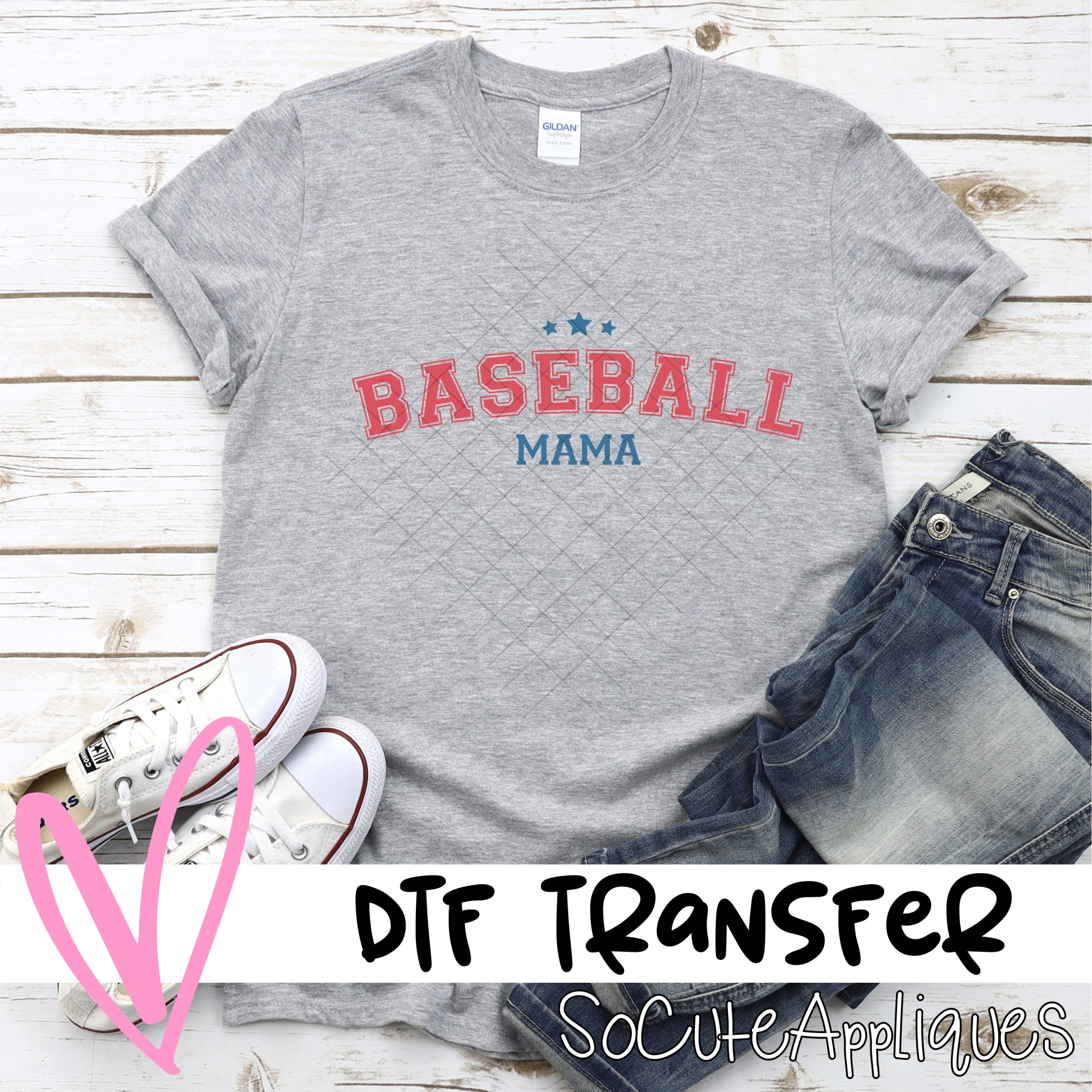 Baseball mama RED BLUE  *DTF* Transfer