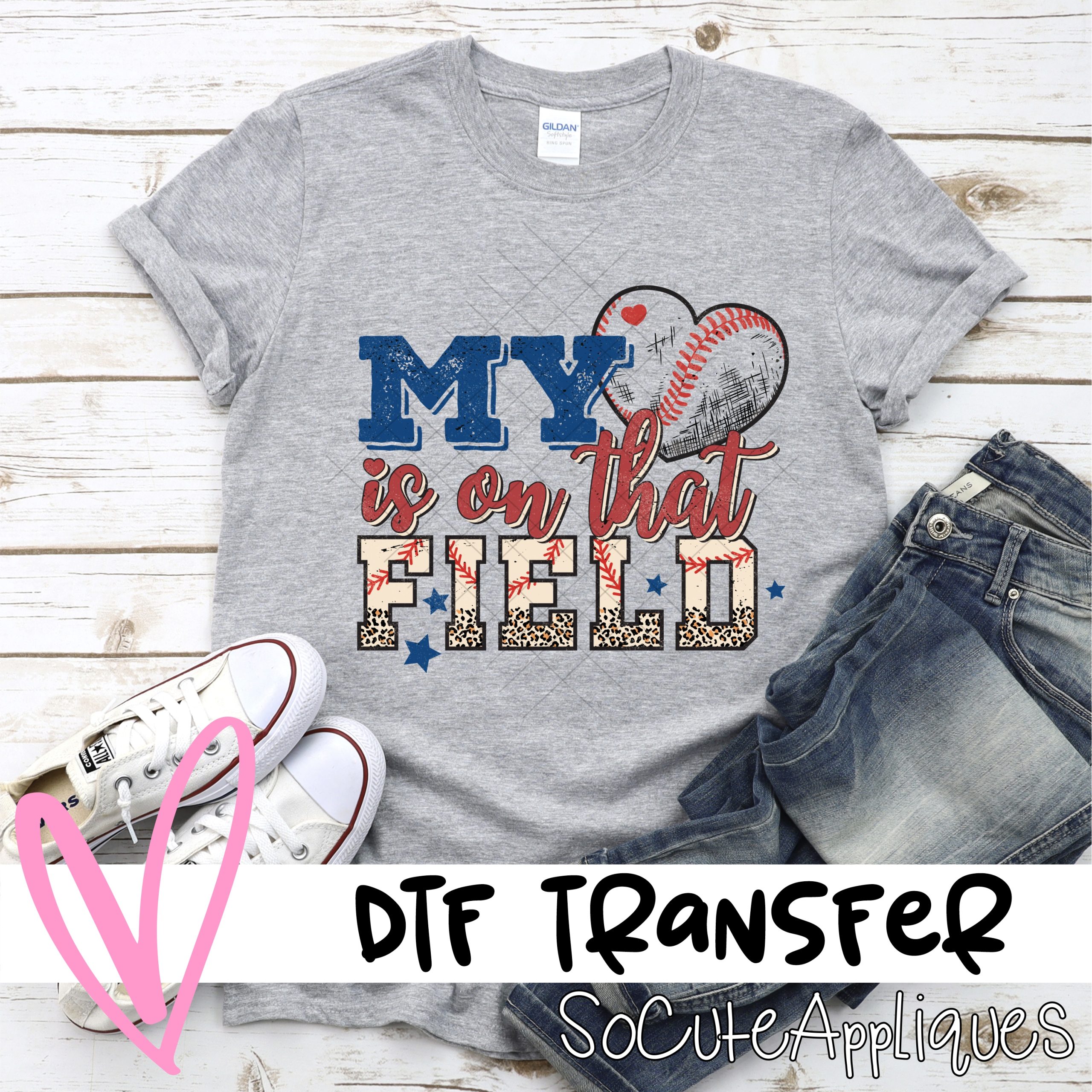 My heart is on that field retro *DTF* Transfer