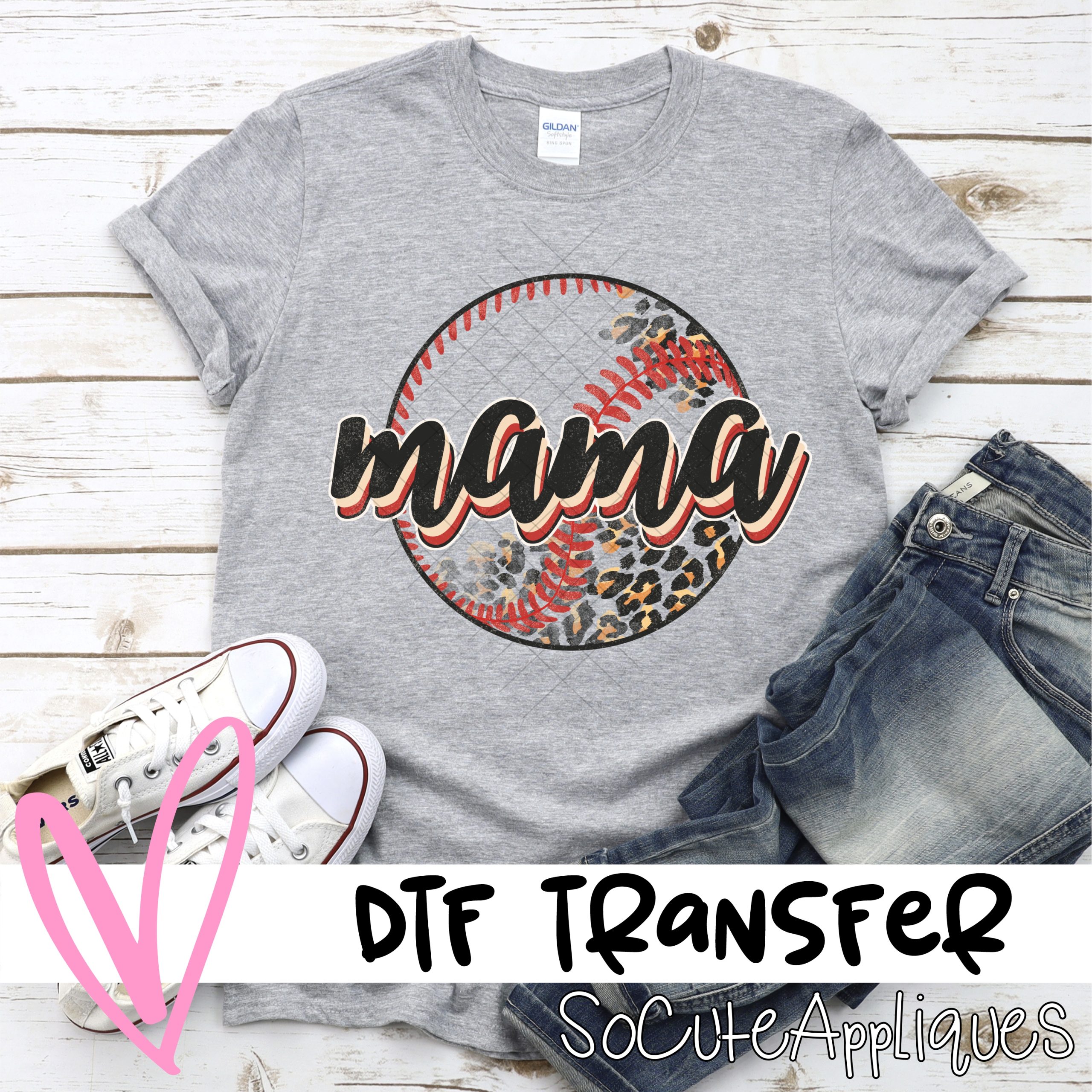 Mama LEOPARD BASEBALL *DTF* Transfer