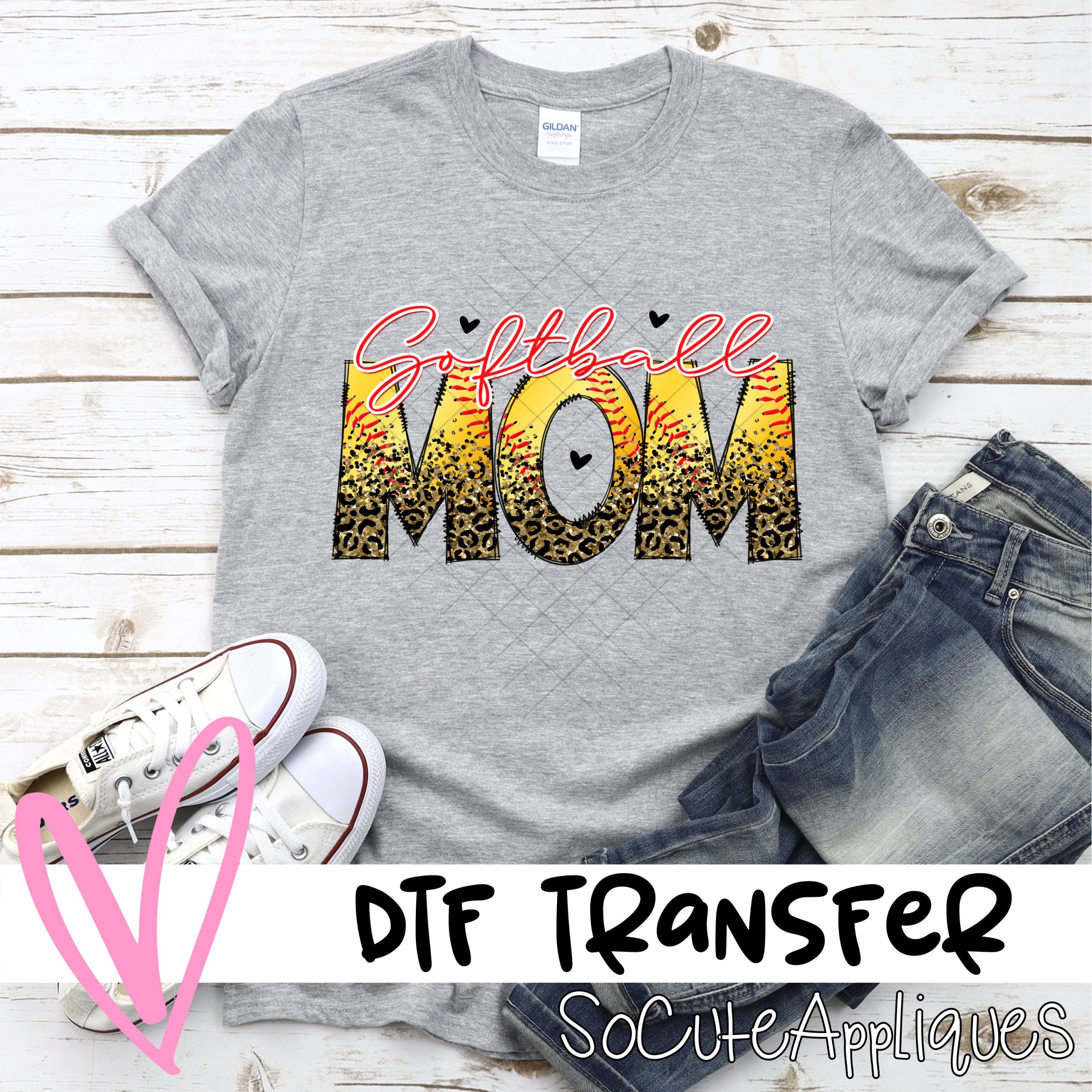 Softball mom leopard sparkle *DTF* Transfer