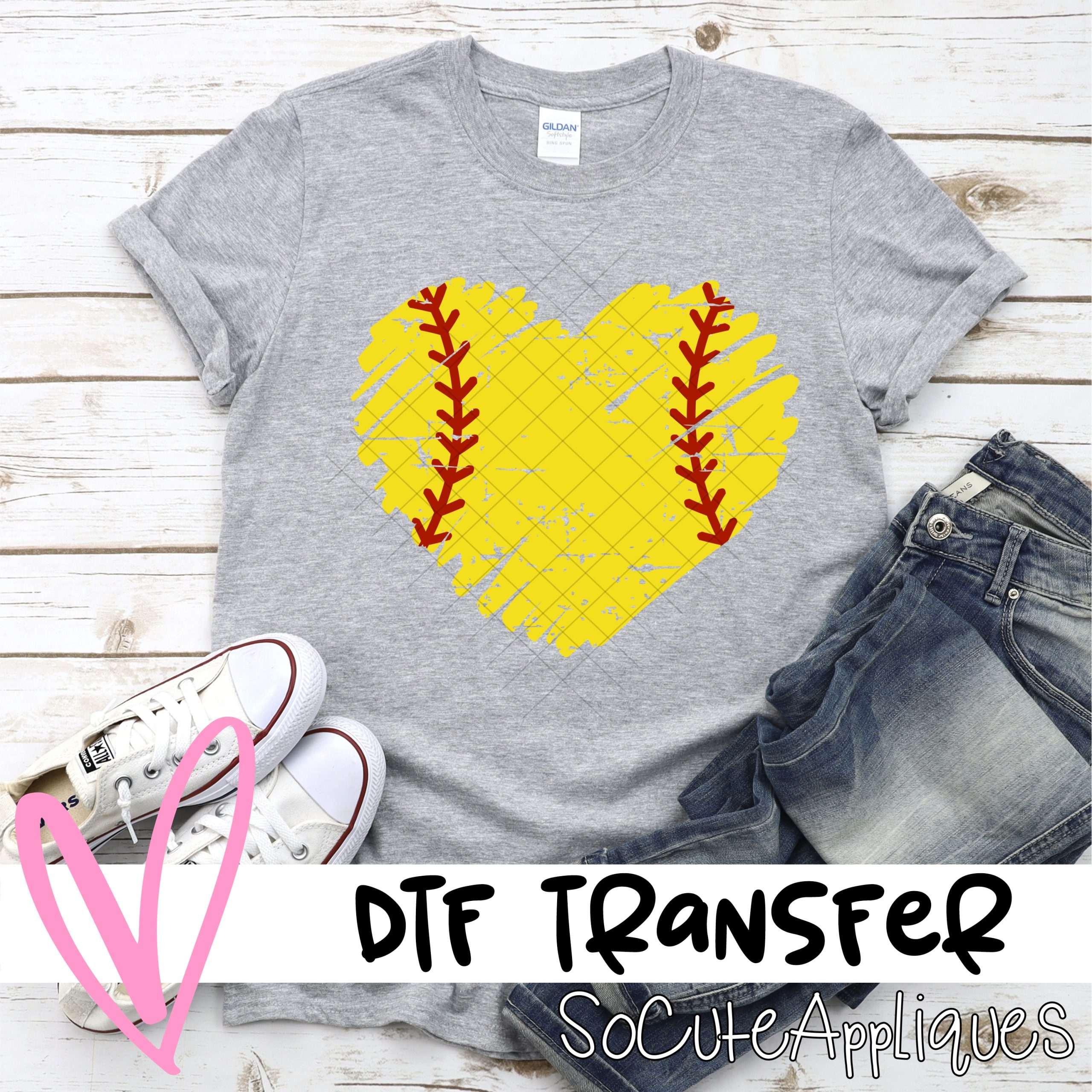 Softball heart *DTF* Transfer