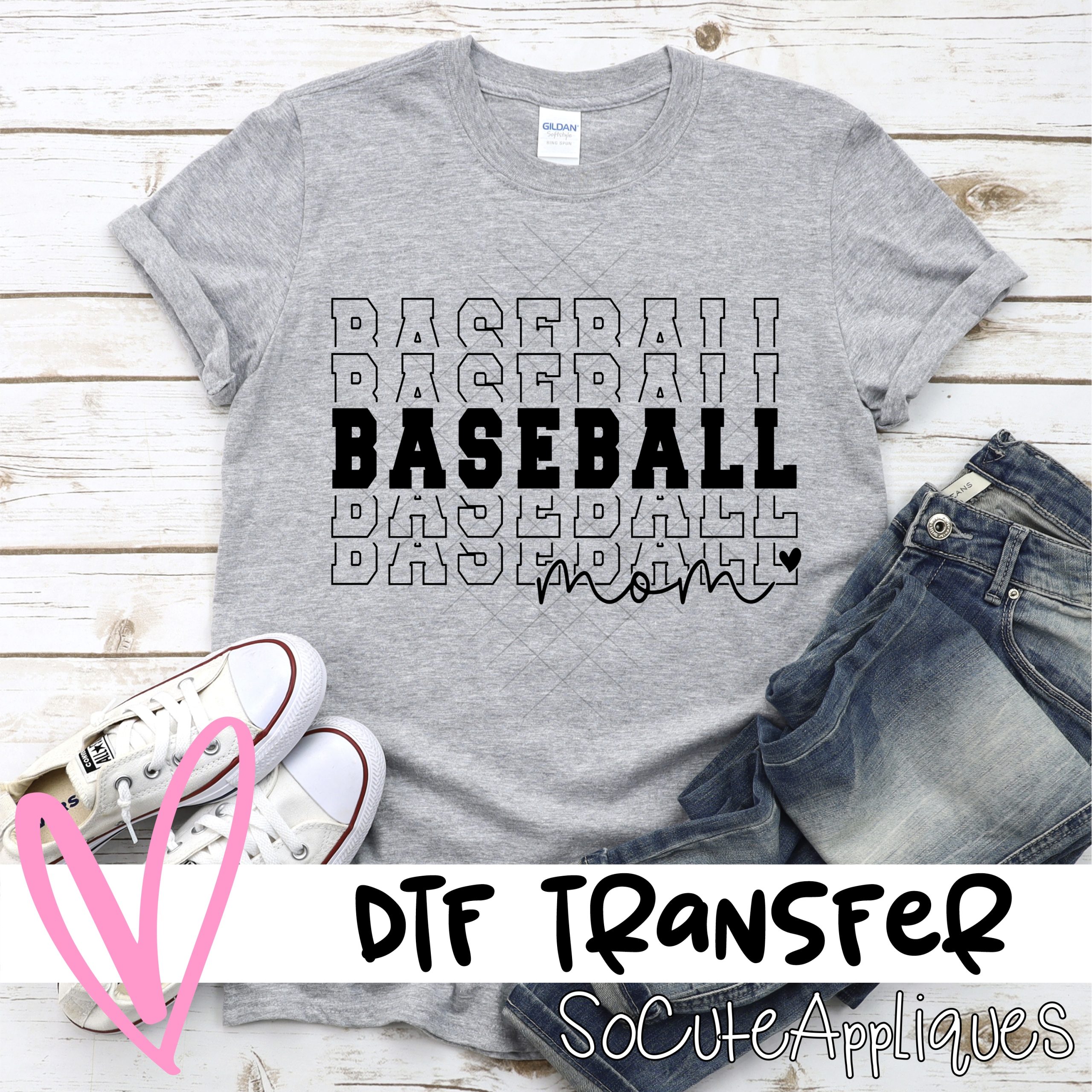 Baseball mom STACKED *DTF* Transfer