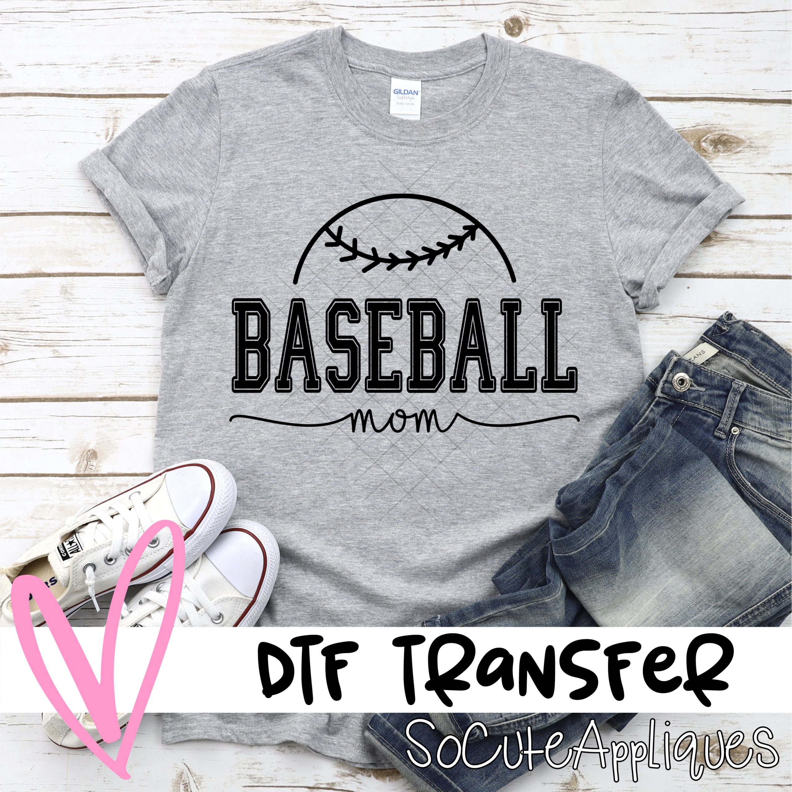 Baseball mom HALF BALL *DTF* Transfer