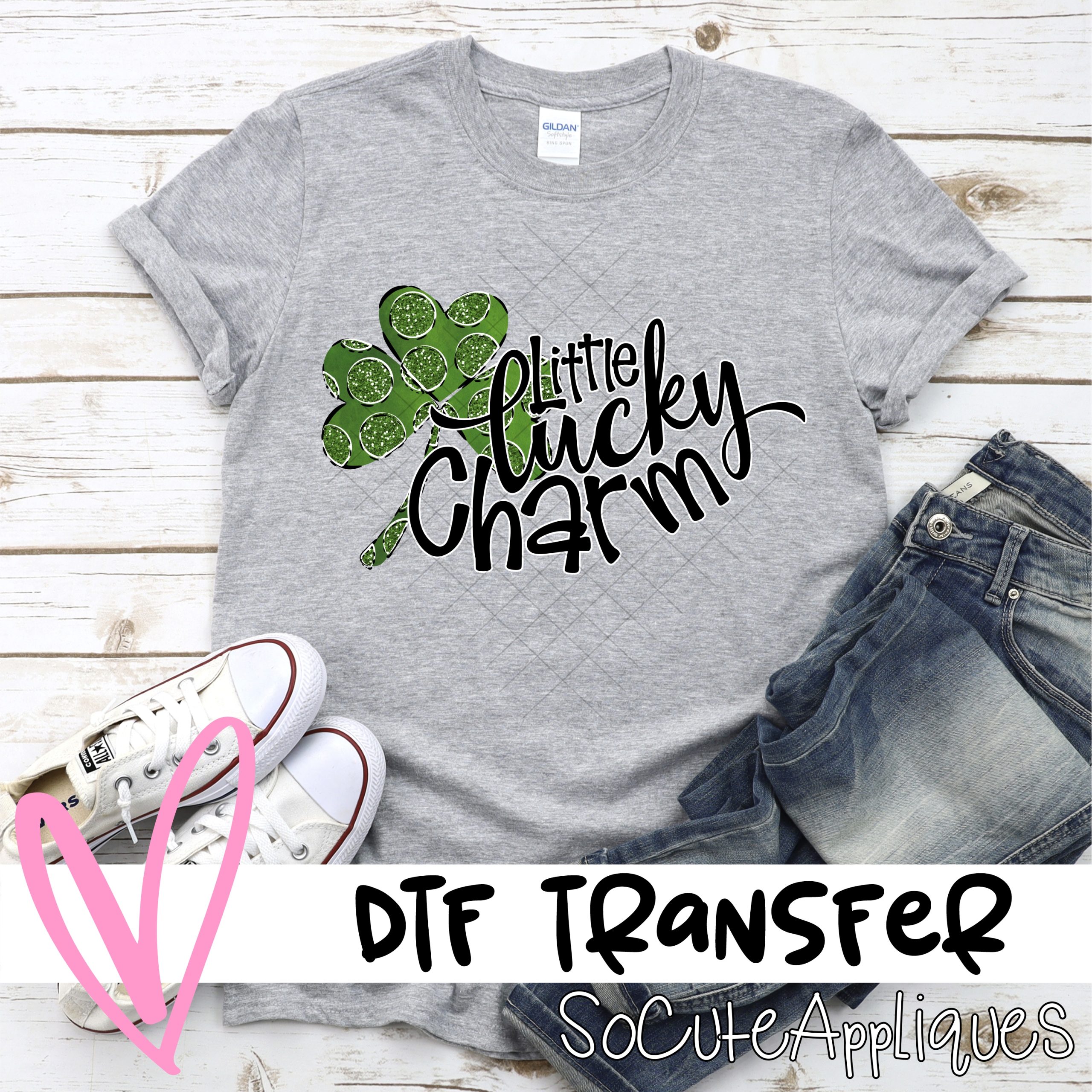 Little lucky charm green clover NO background  *DTF* Transfer