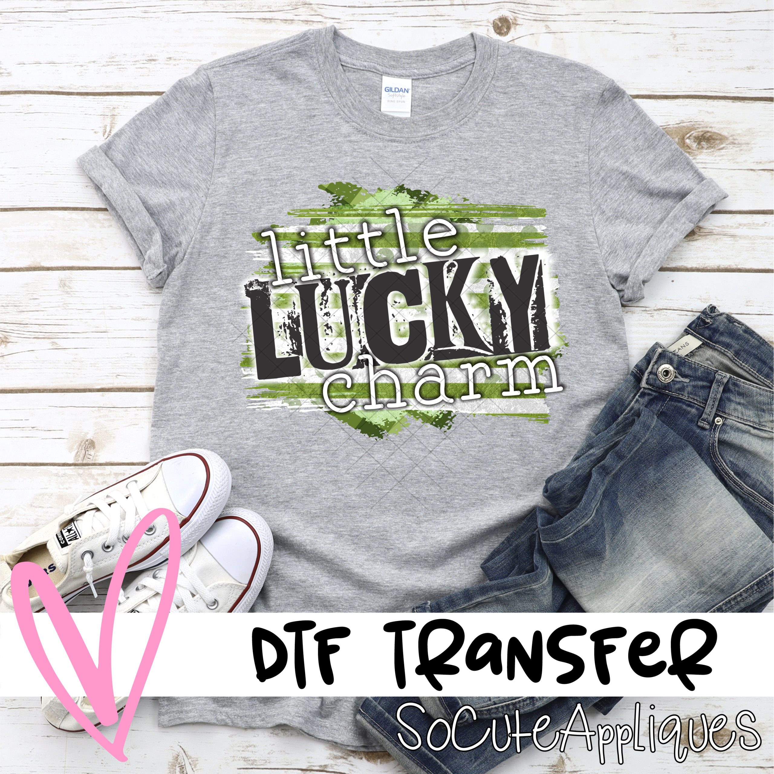 Little lucky charm WORDS on green  *DTF* Transfer