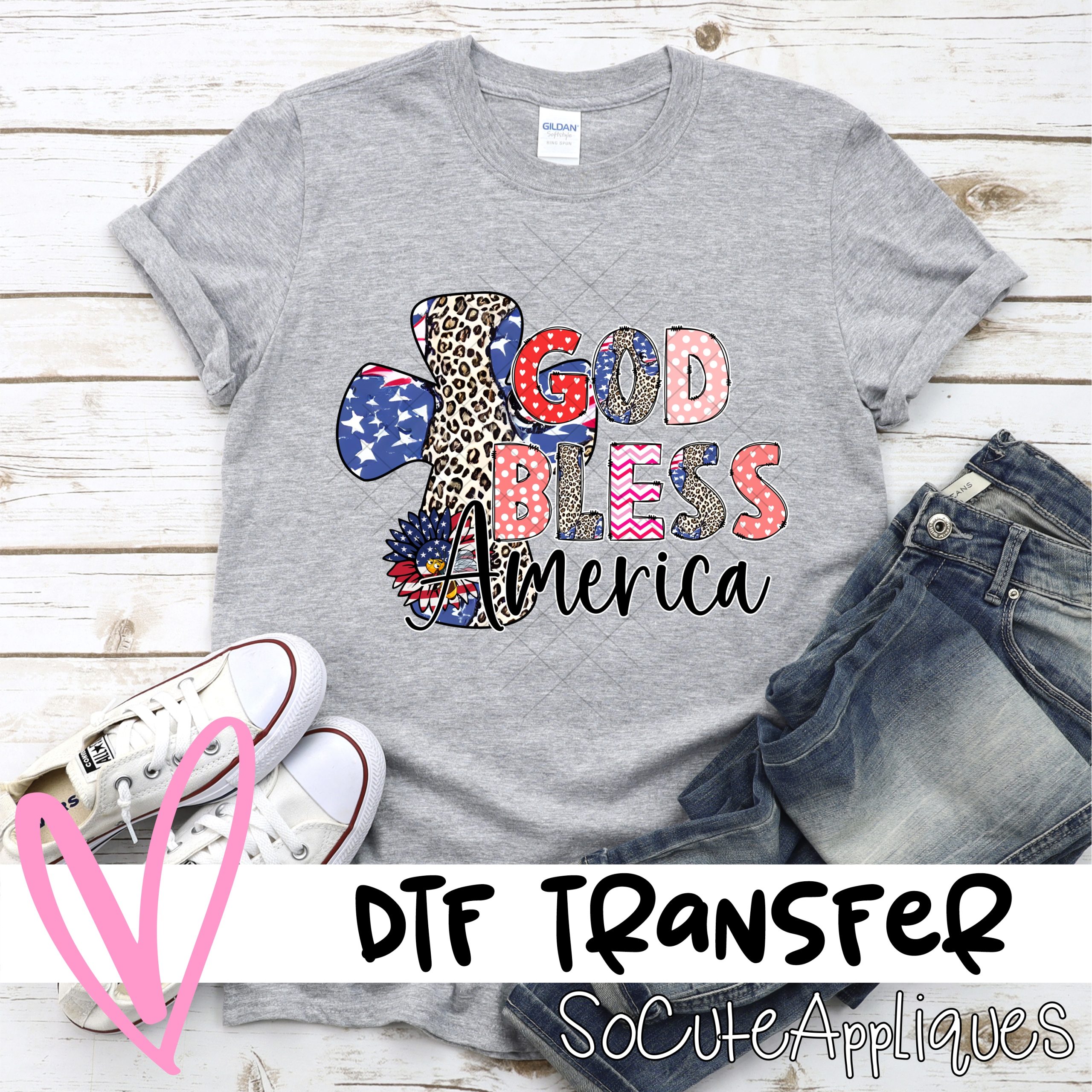 God bless america CROSS *DTF* Transfer