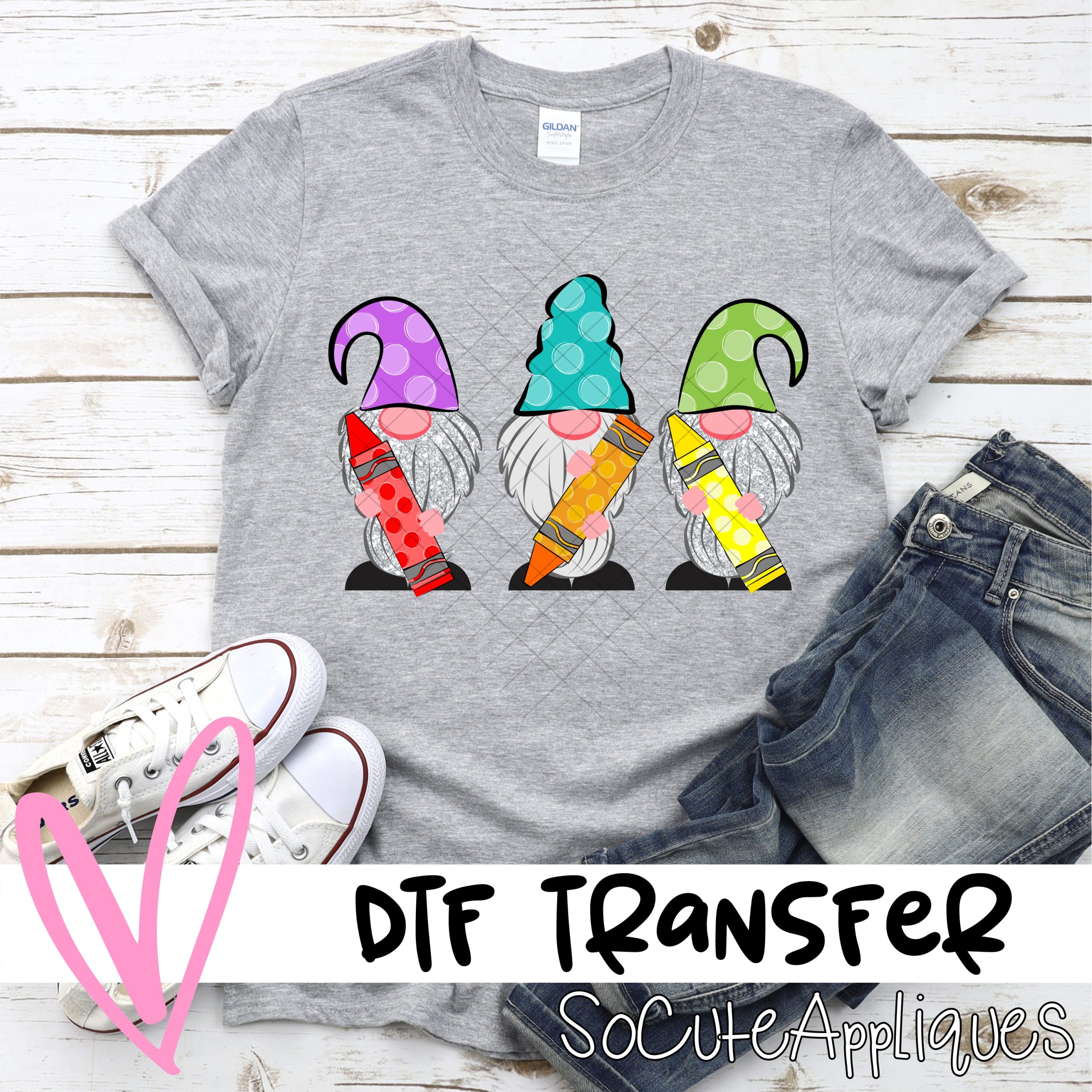 Back to school gnomes crayons *DTF* Transfer