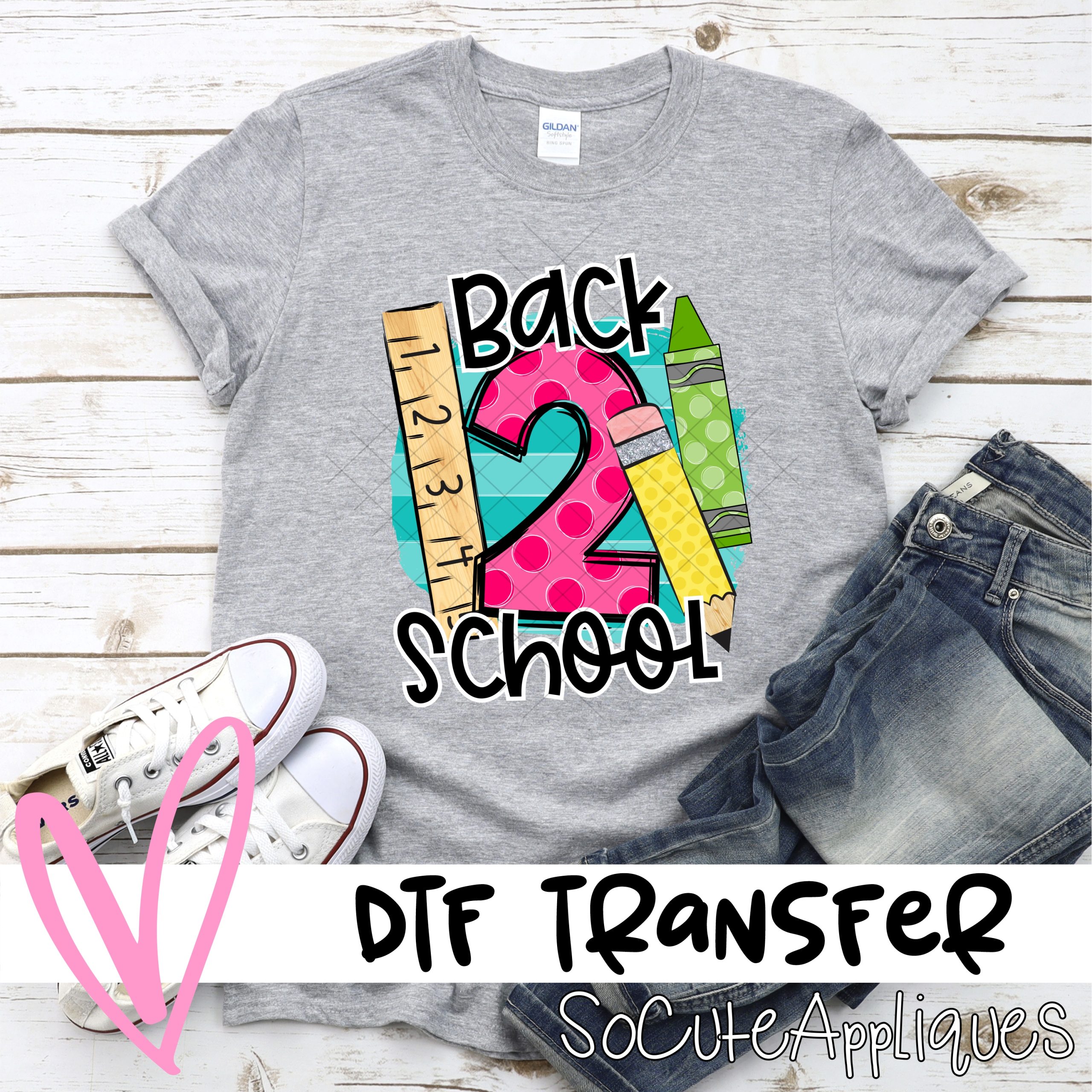 Back to school on blue stripes *DTF* Transfer