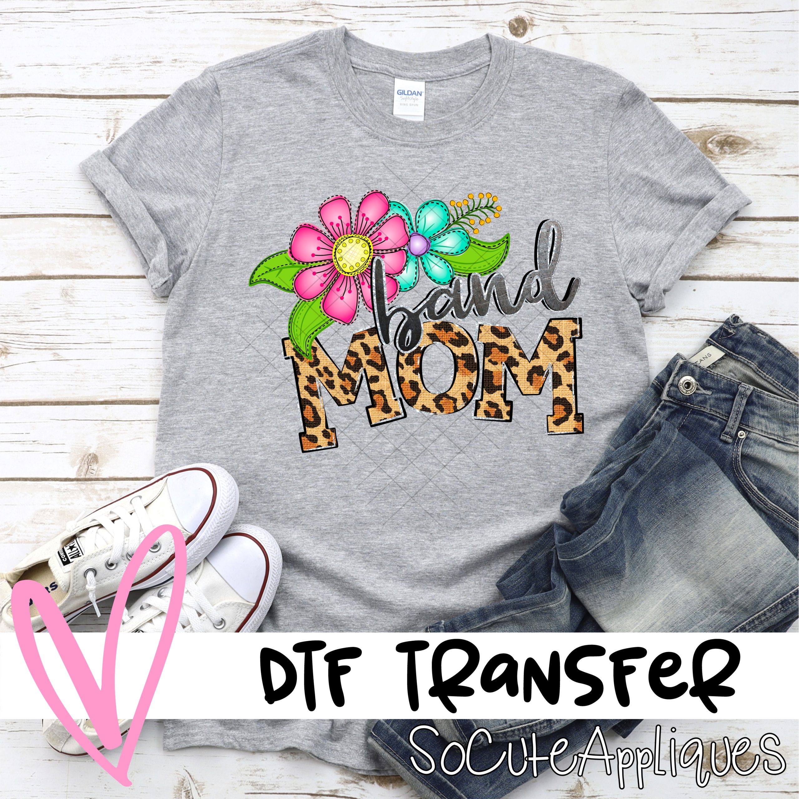Band mom bright flowers leopard *DTF* Transfer