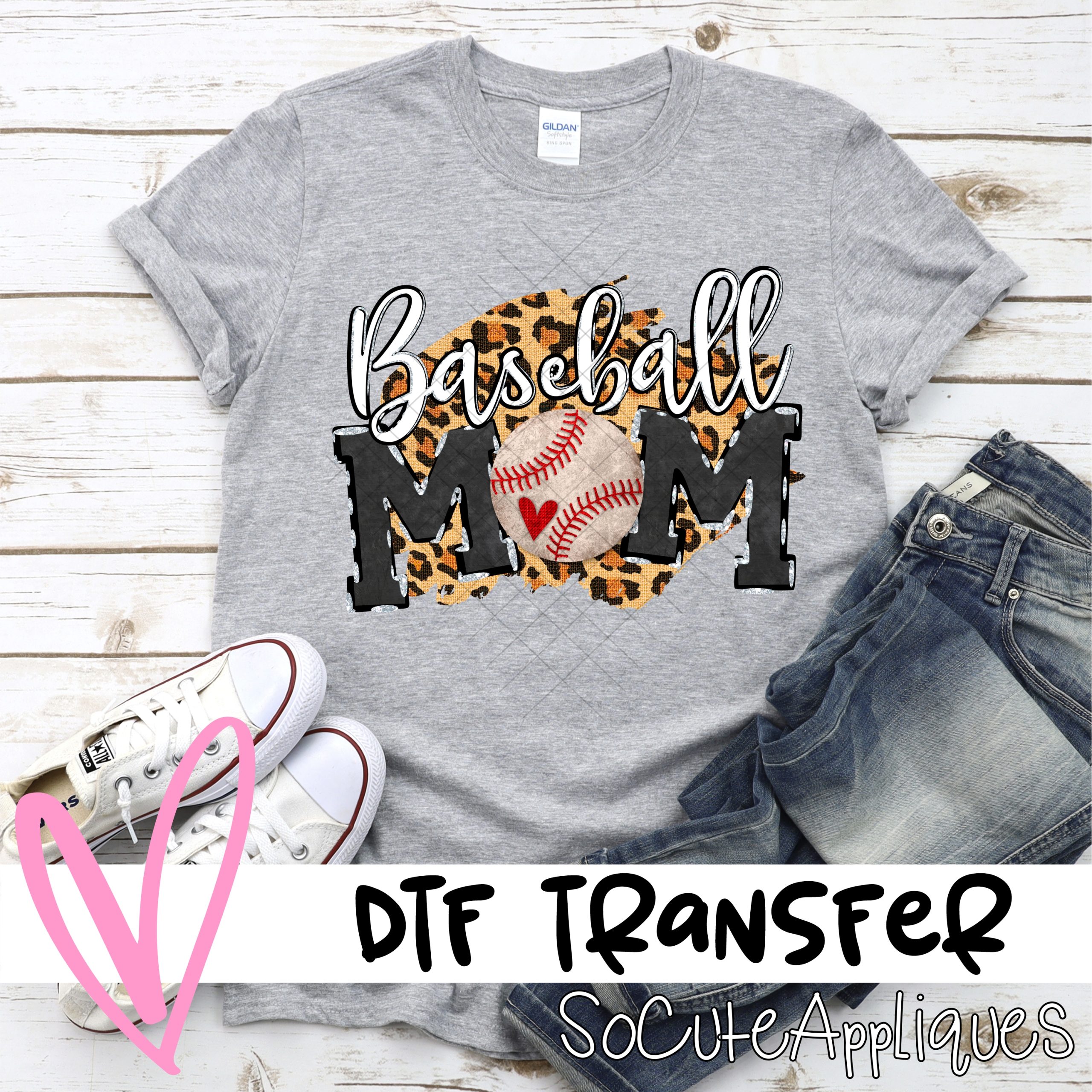 Baseball mom on leopard *DTF* Transfer