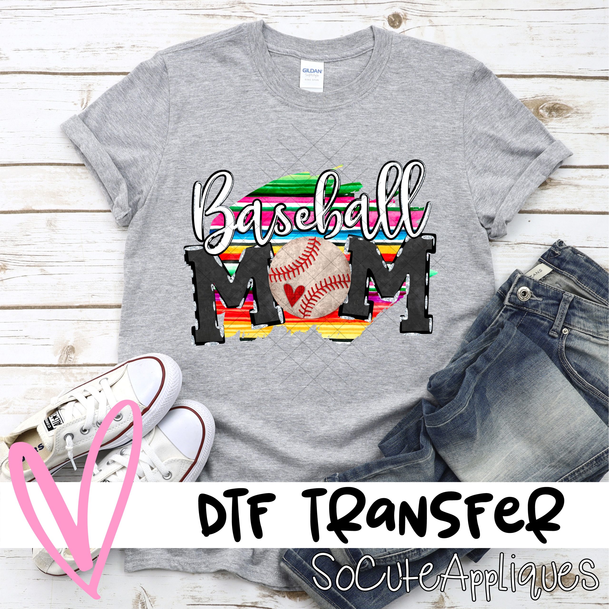 Baseball mom on serape *DTF* Transfer