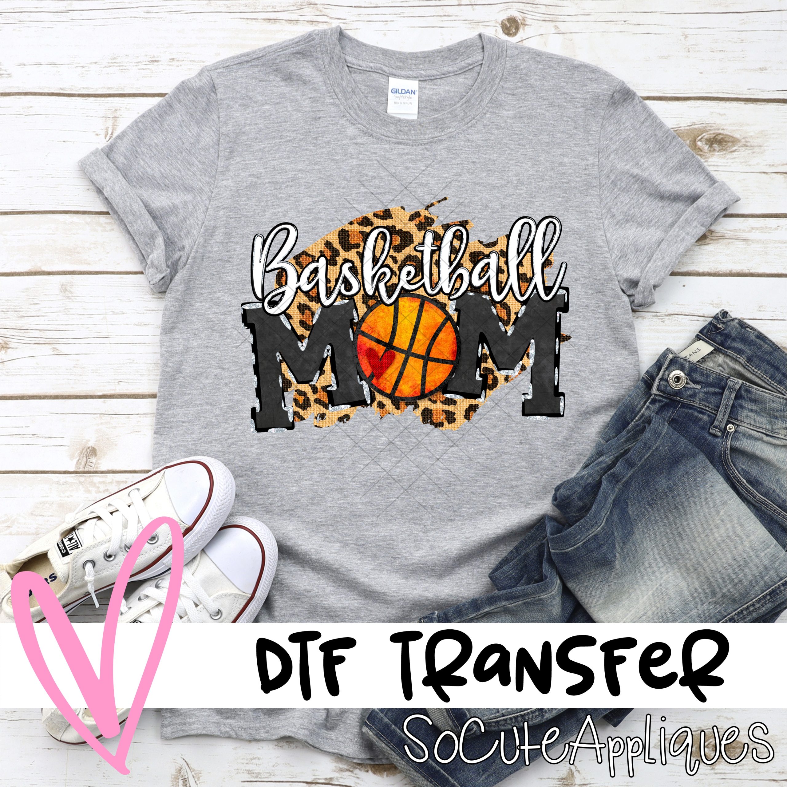 Basketball mom on leopard *DTF* Transfer
