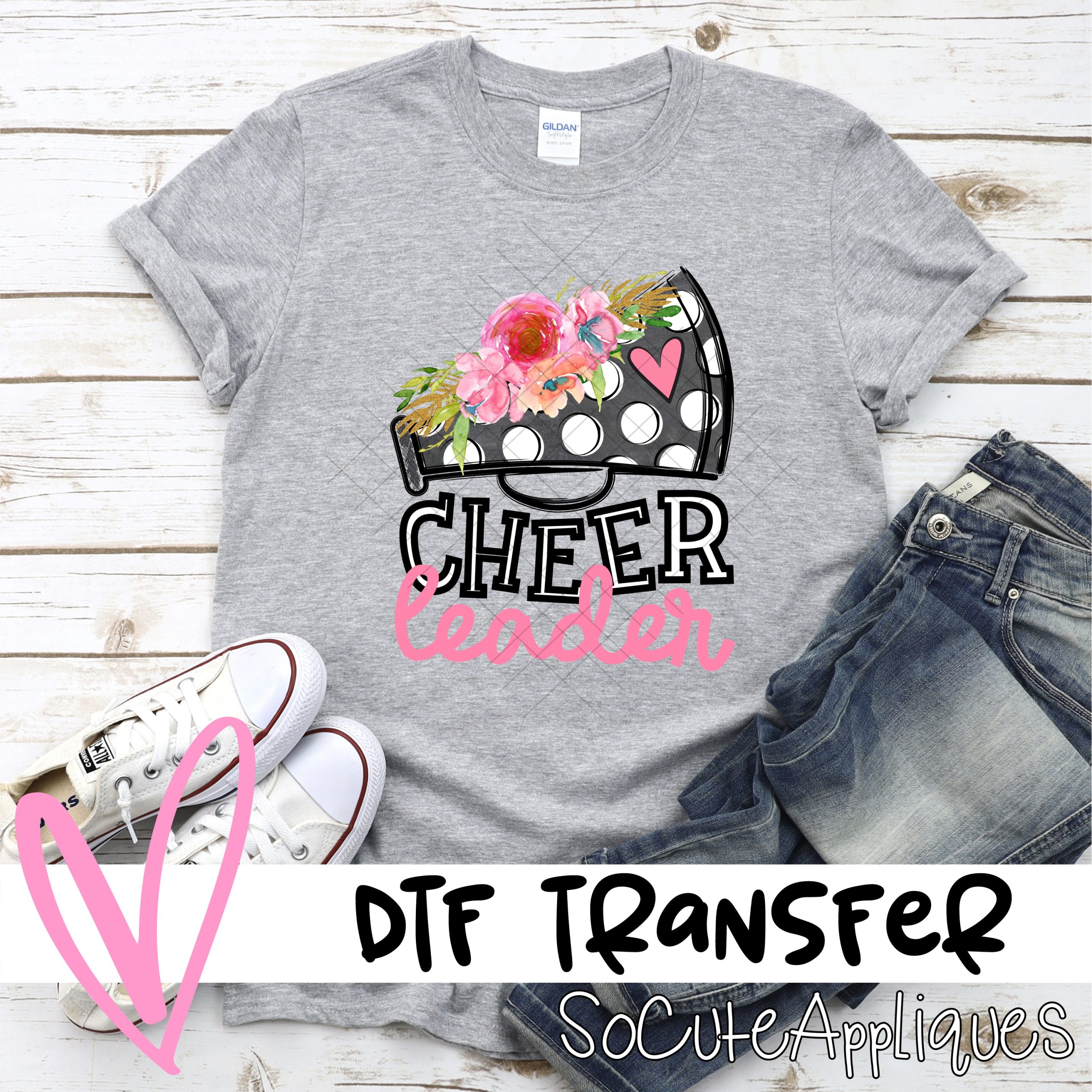 Cheer leader megaphone flower *DTF* Transfer