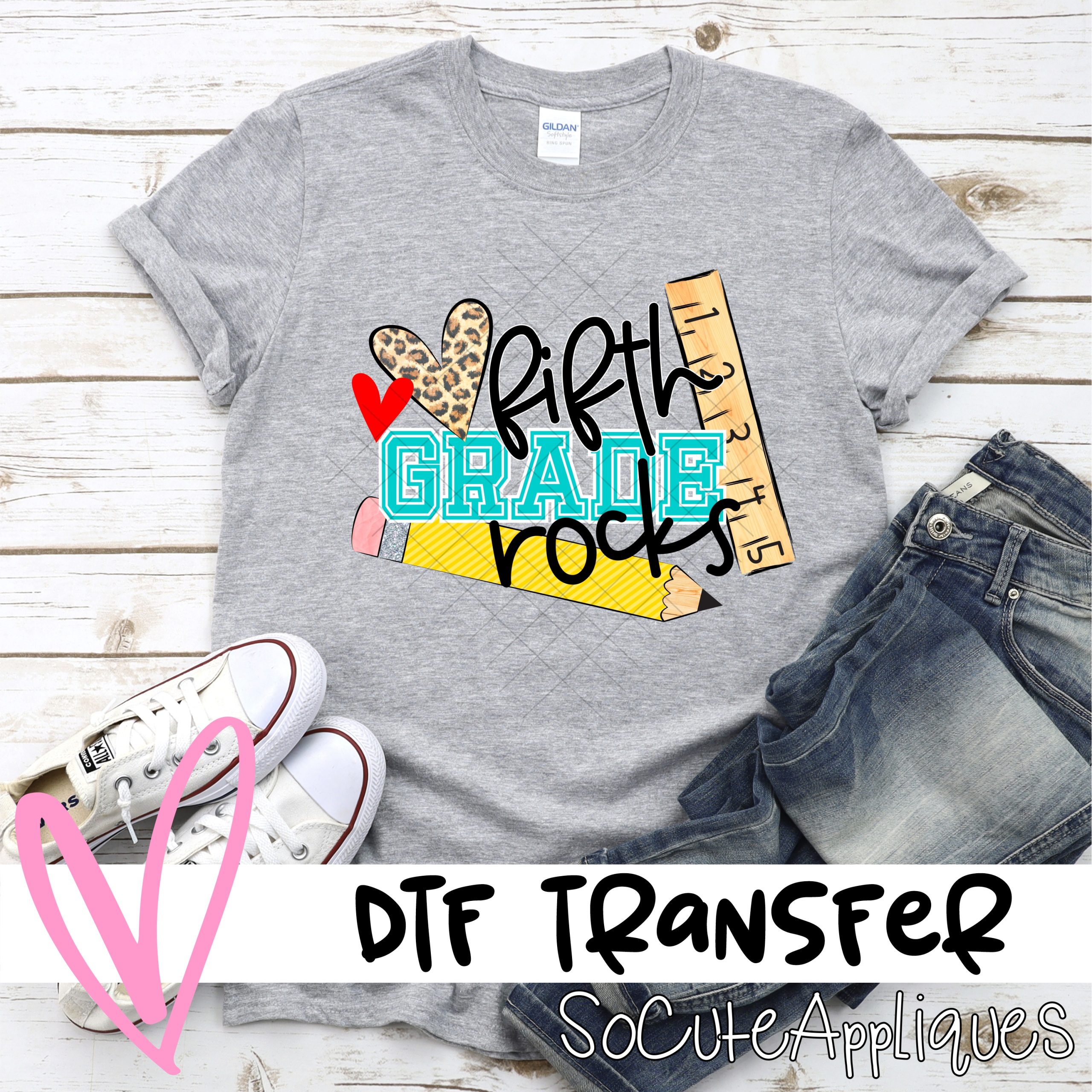 Fifth Grade rocks pencil ruler *DTF* Transfer – socuteappliques.net