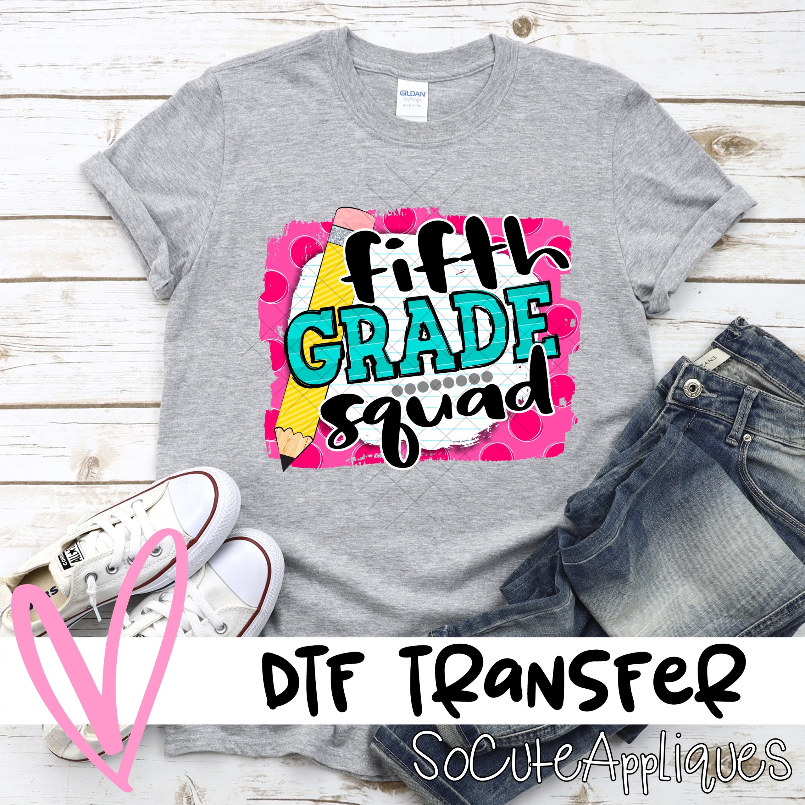 Fifth grade squad on pink leopard *DTF* Transfer