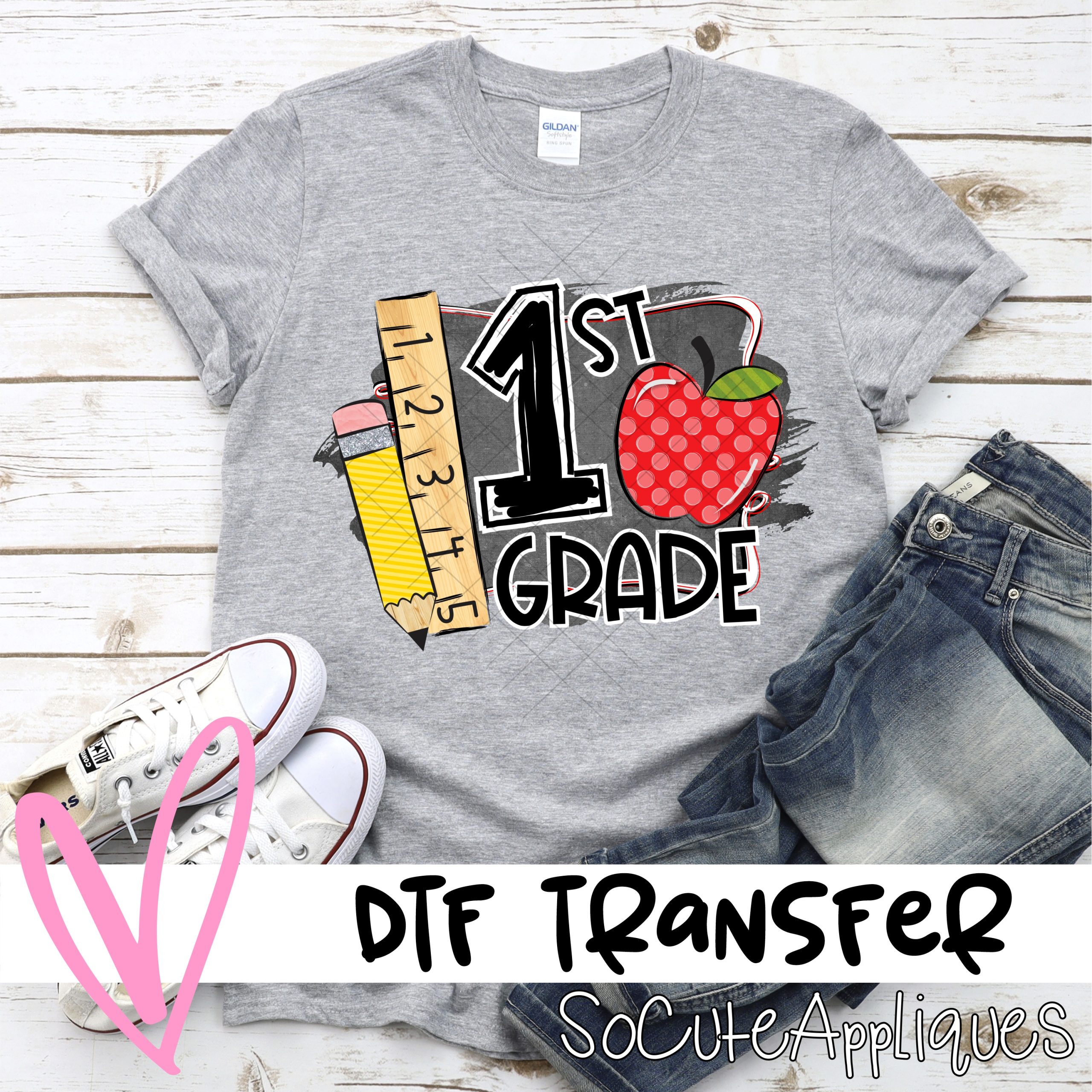 First grade chalkboard apple *DTF* Transfer