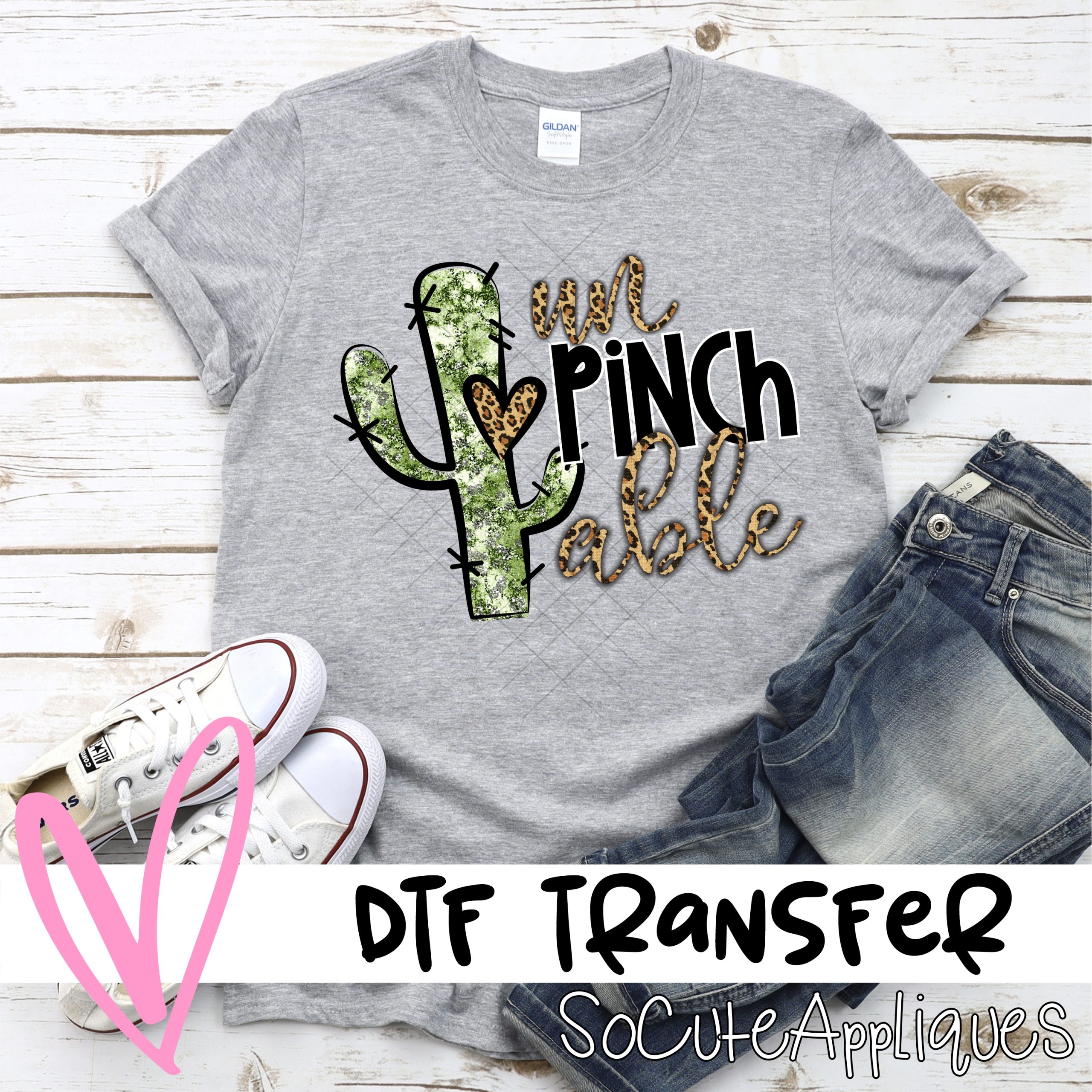Unpinchable cactus leopard letters no background  *DTF* Transfer