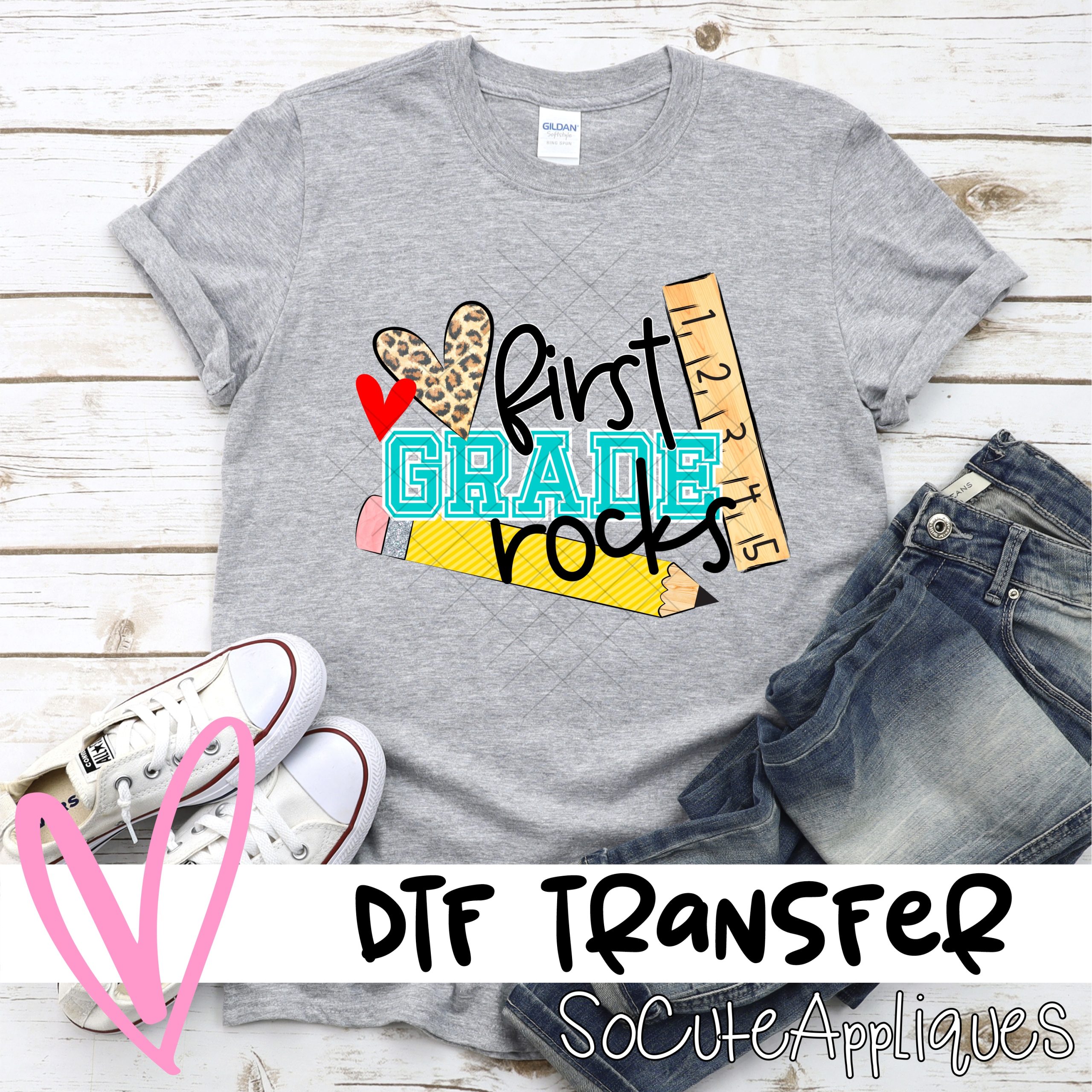 First Grade rocks pencil ruler *DTF* Transfer
