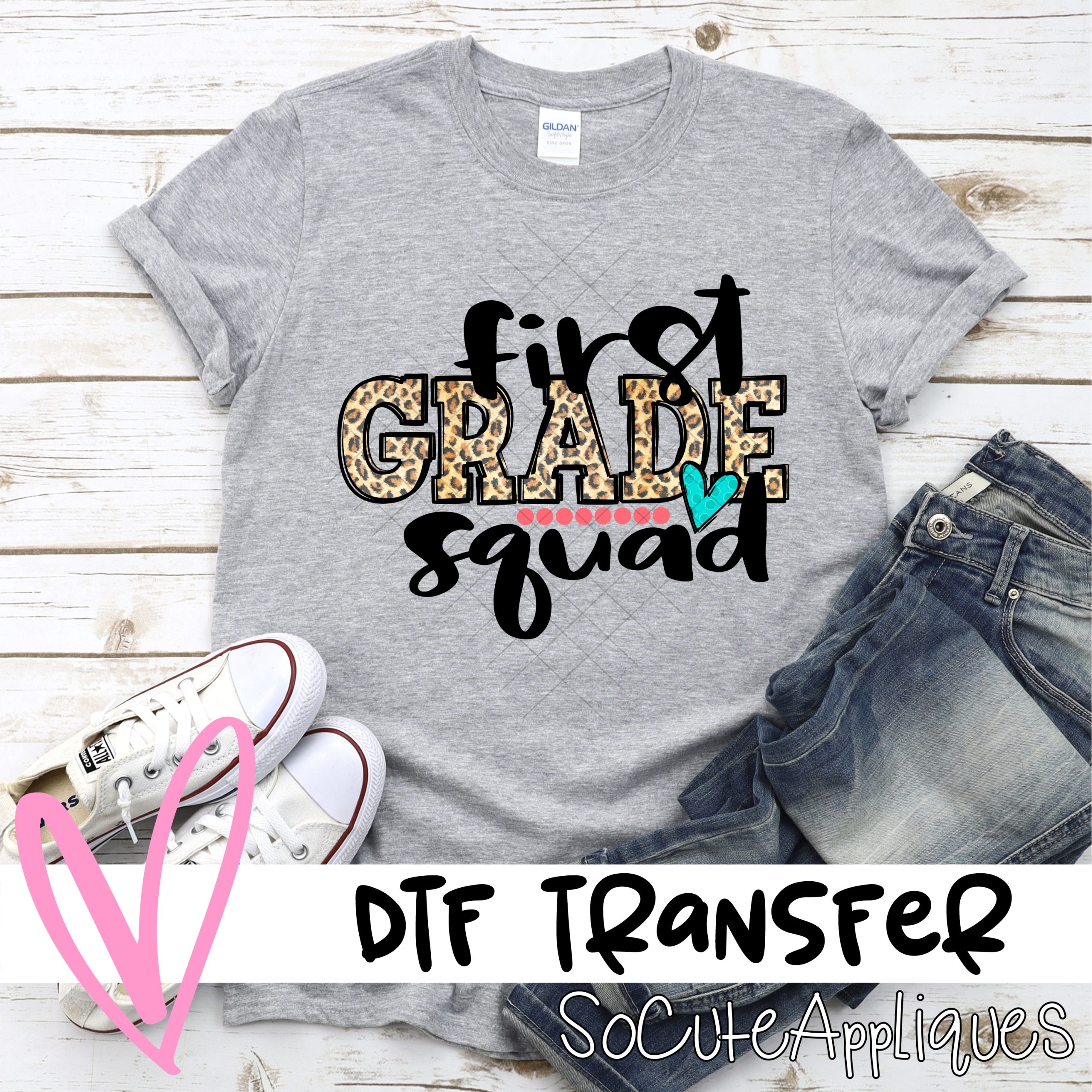 First grade squad leopard *DTF* Transfer