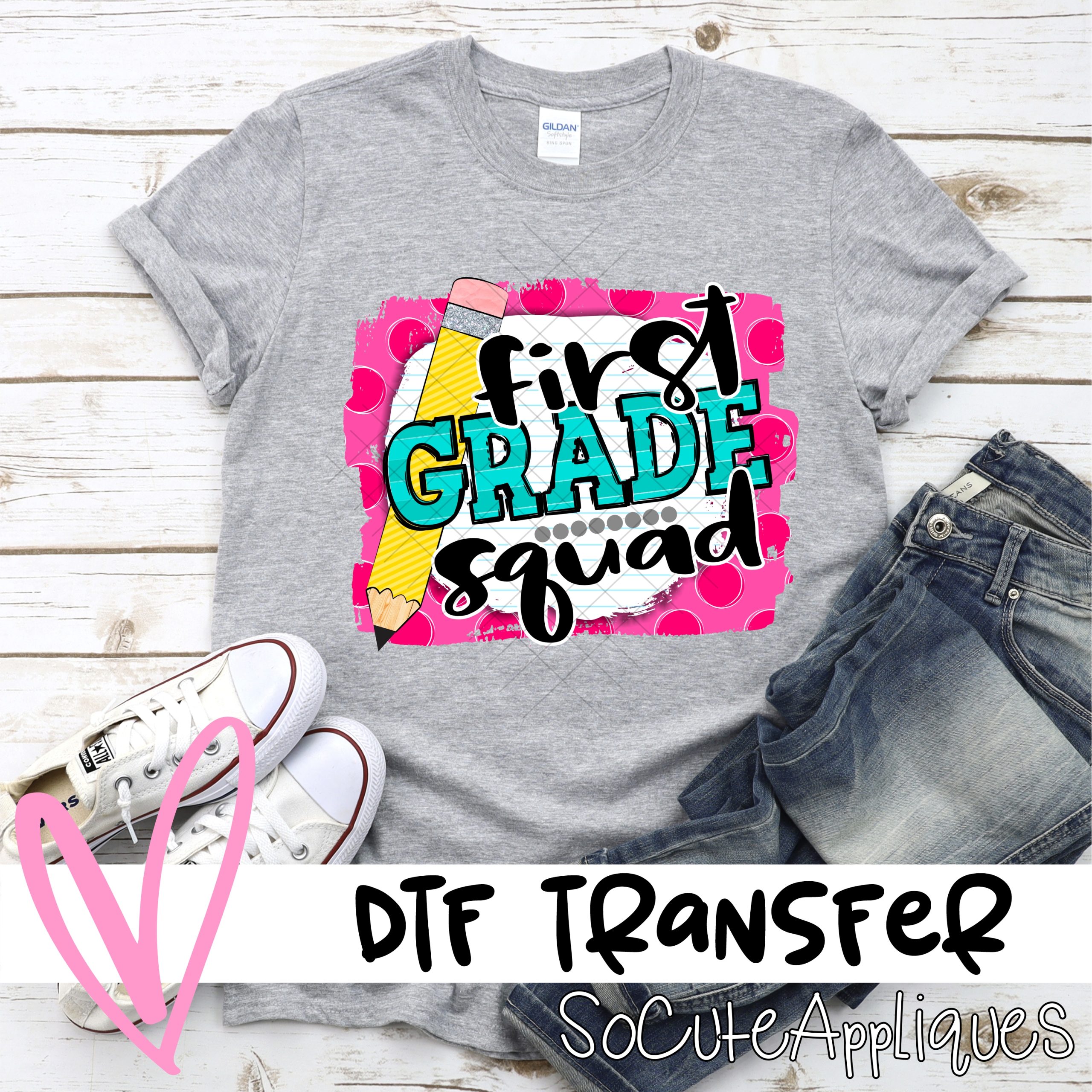 First grade squad on pink dot *DTF* Transfer