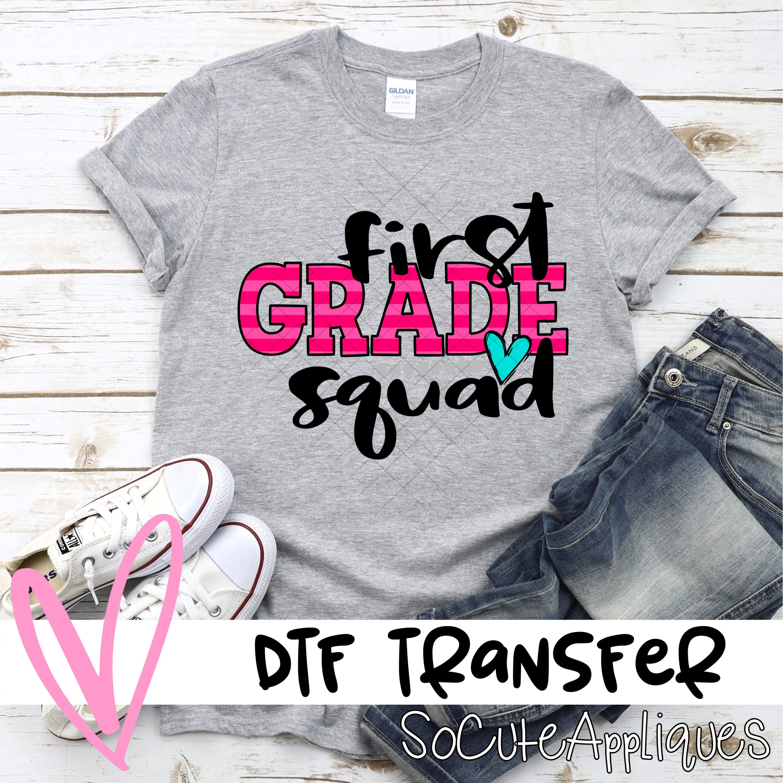 First grade squad pink stripe *DTF* Transfer