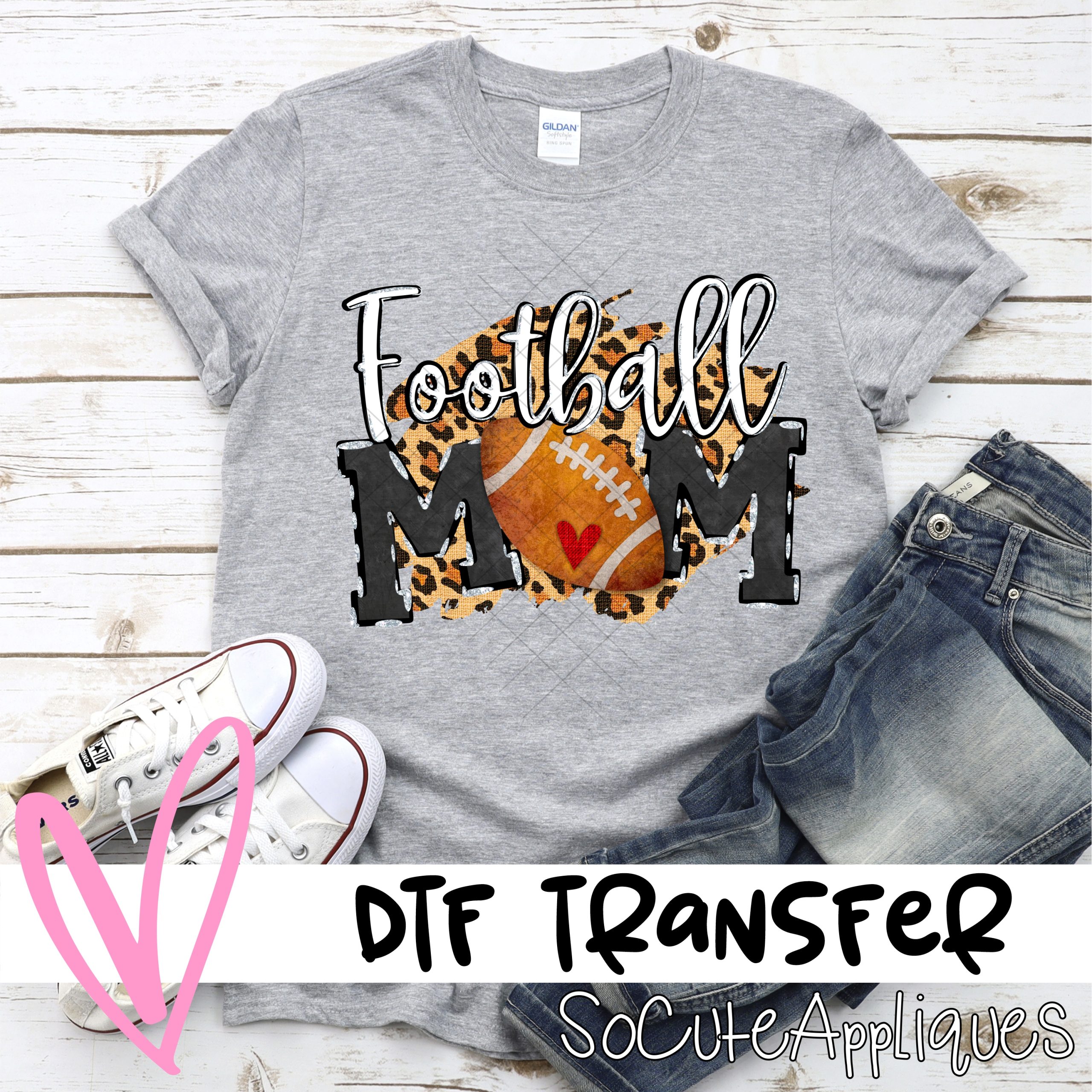 Football mom on leopard *DTF* Transfer