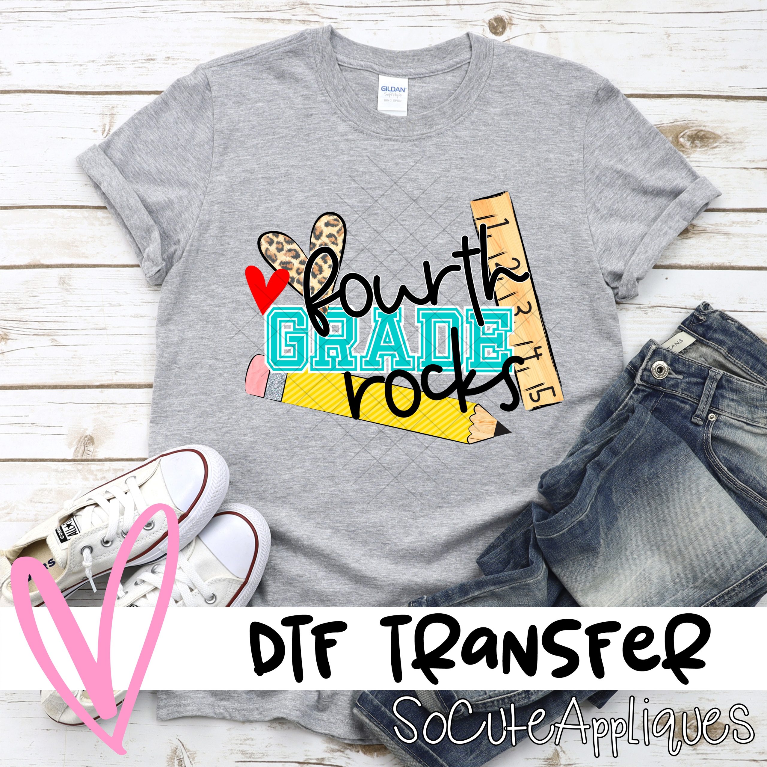 Fourth Grade rocks pencil ruler *DTF* Transfer