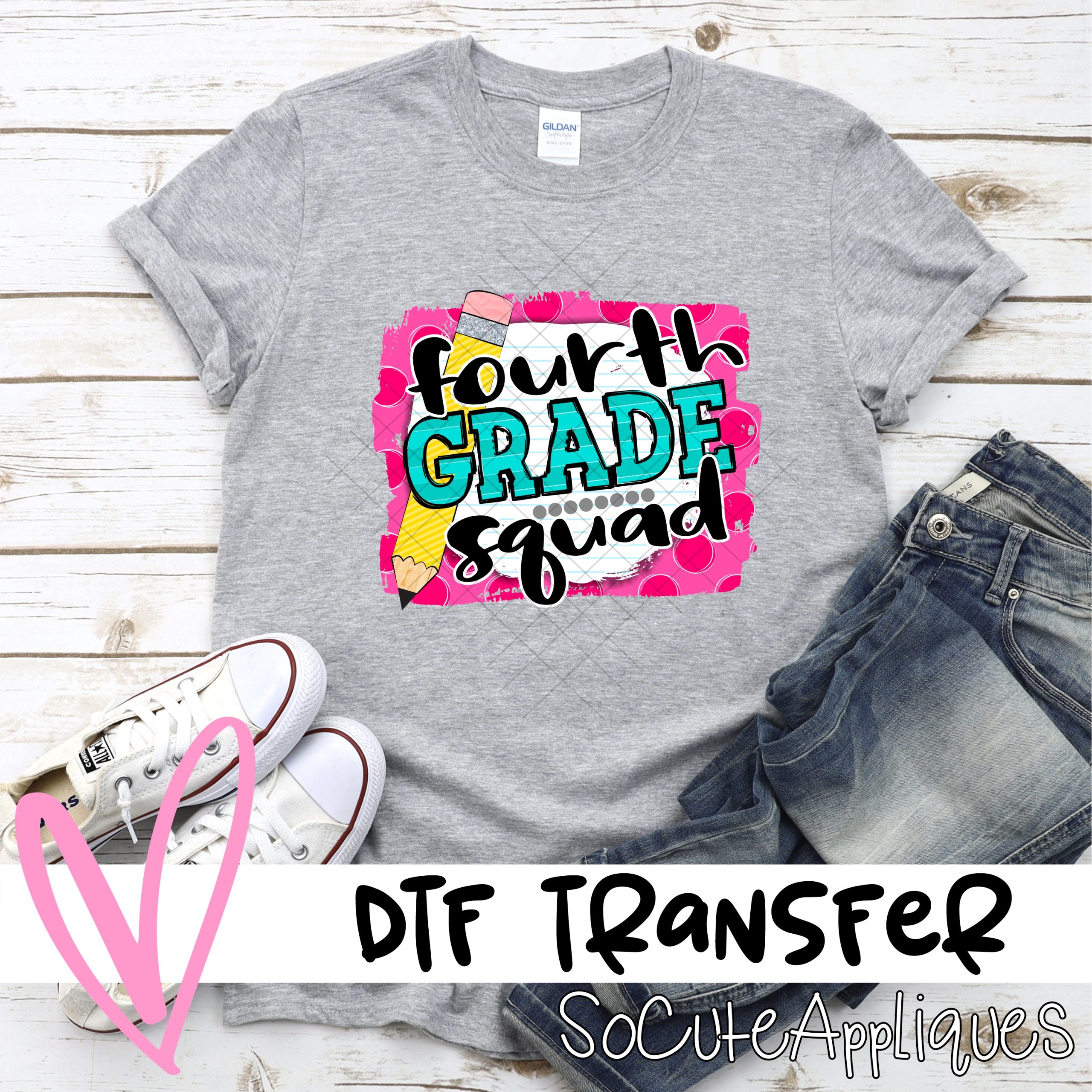 Fourth grade squad on pink dot *DTF* Transfer