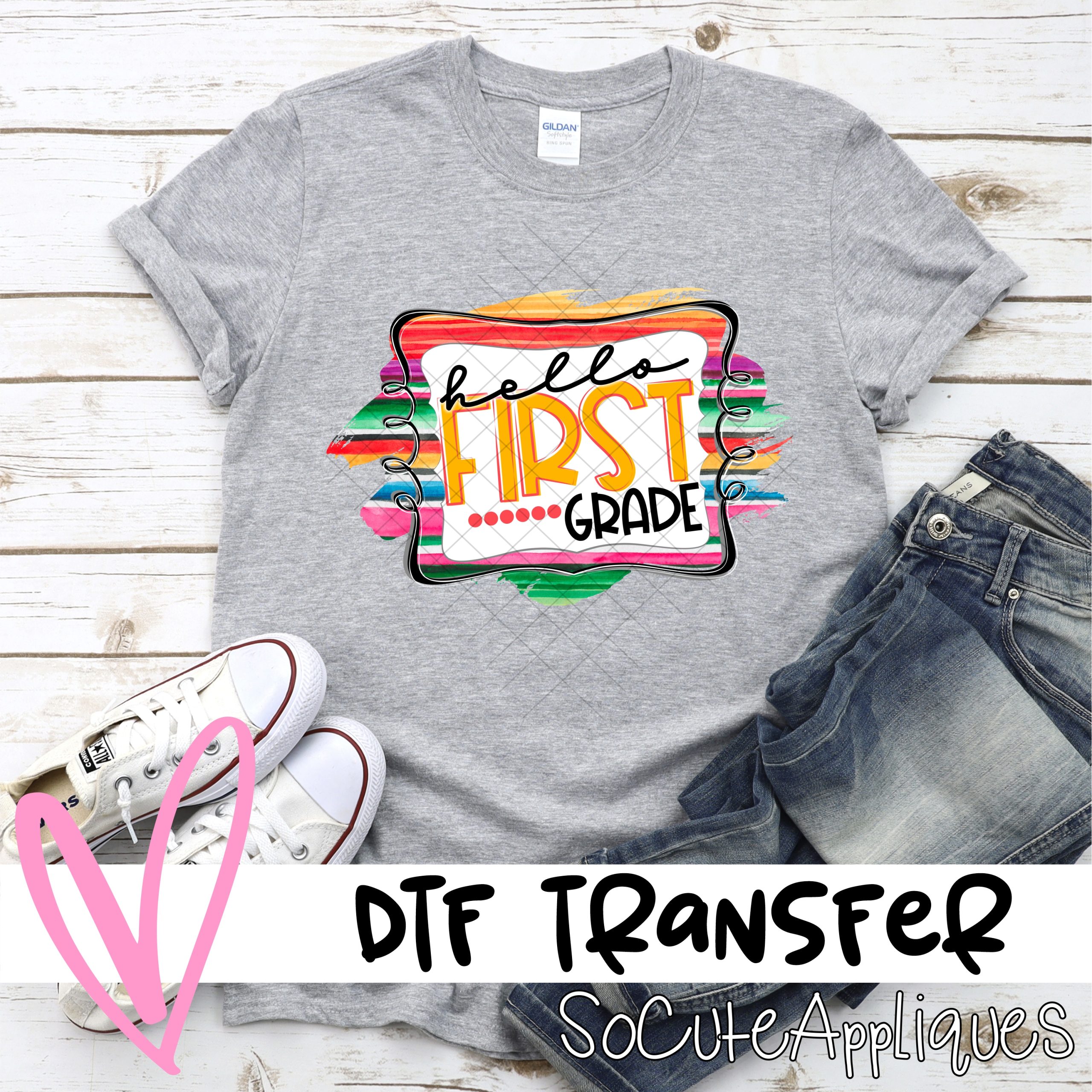 Hello first grade serape frame *DTF* Transfer