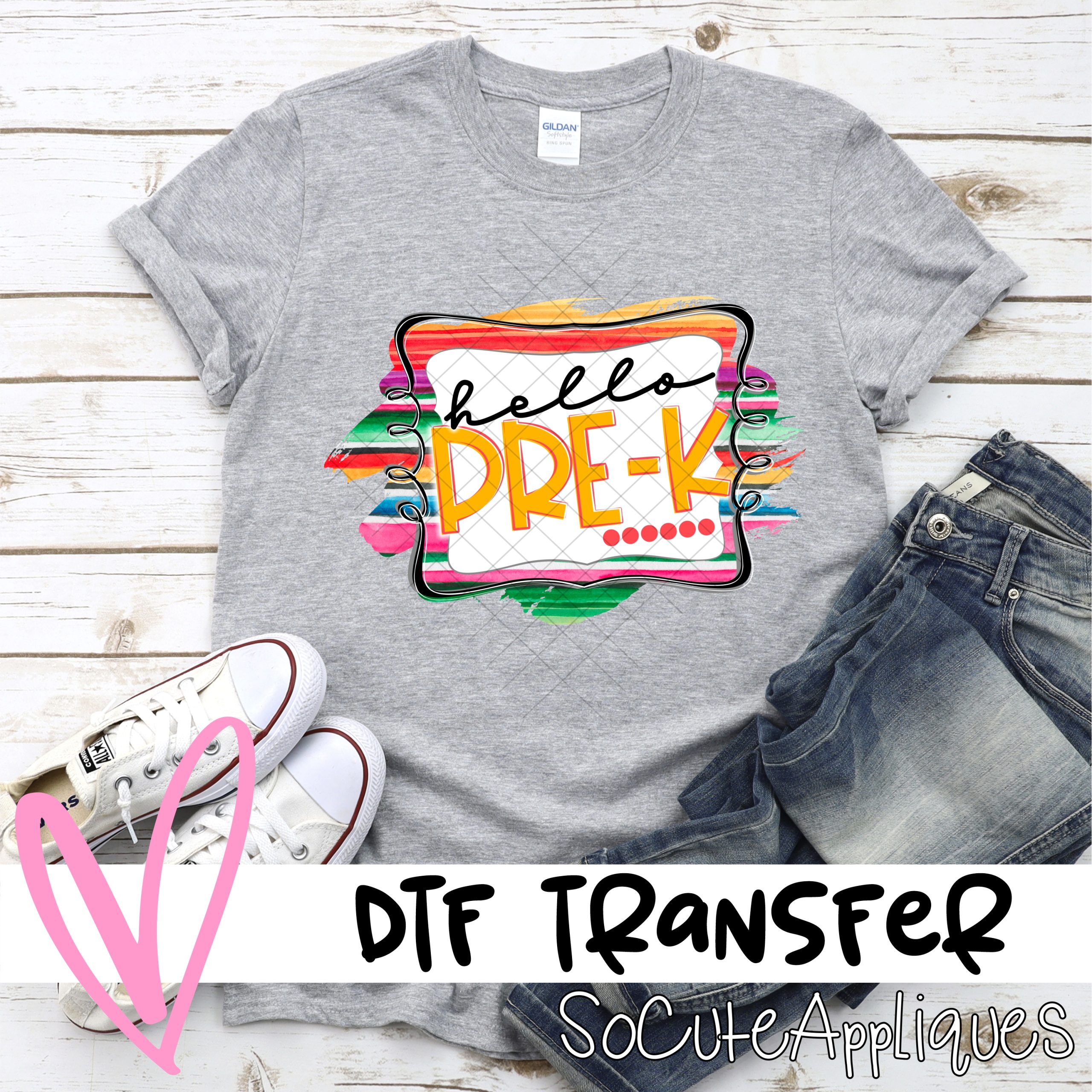 Hello PreK serape frame *DTF* Transfer