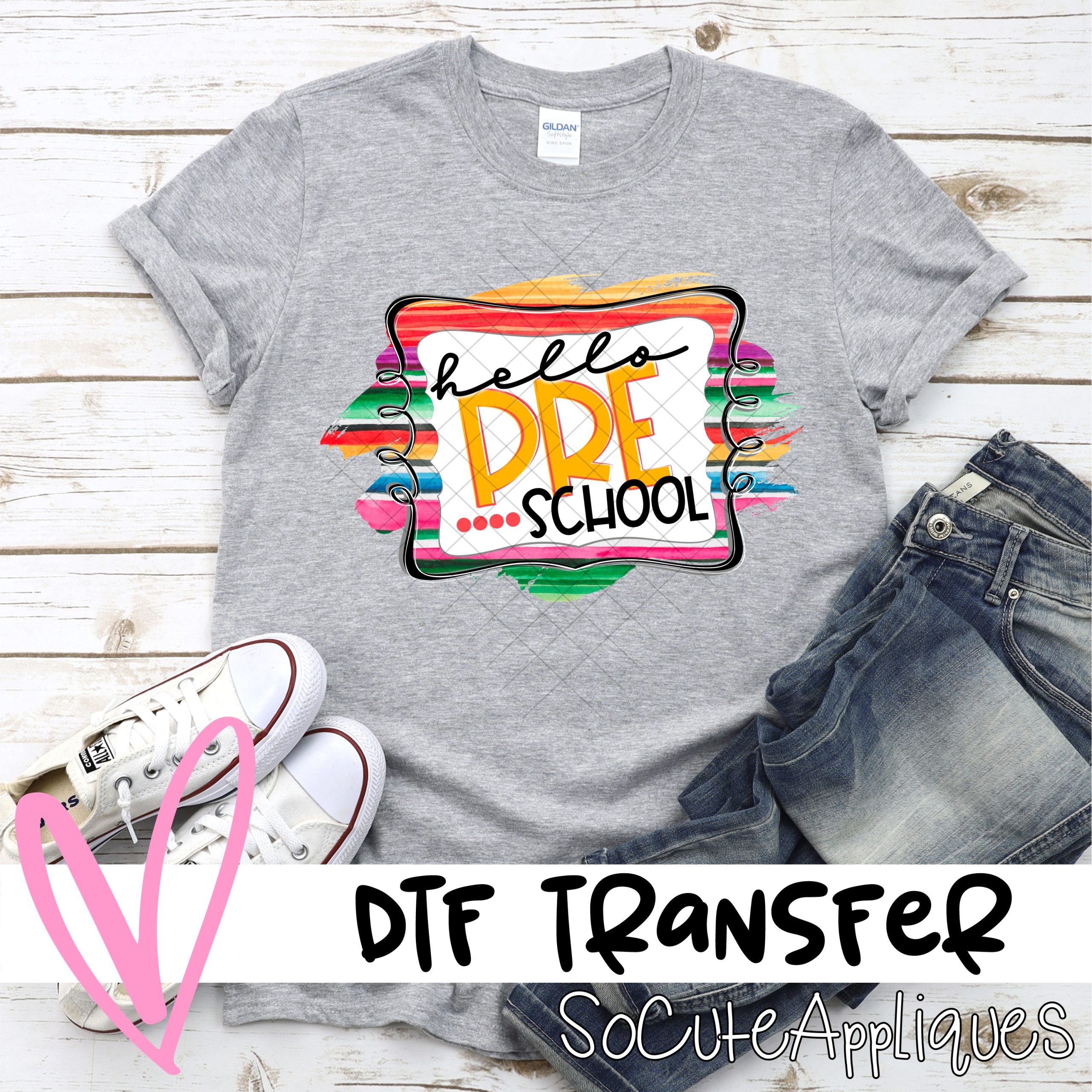 Hello preschool serape frame *DTF* Transfer