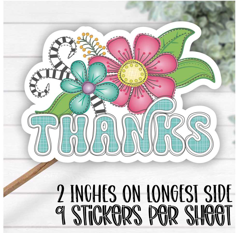 *STICKER SHEET* Thanks with bright flowers