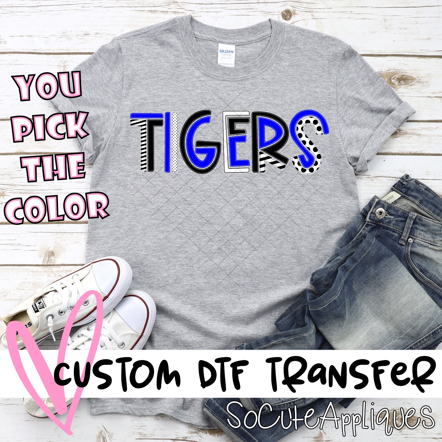 CUSTOM Tigers multi letters *DTF* Transfer